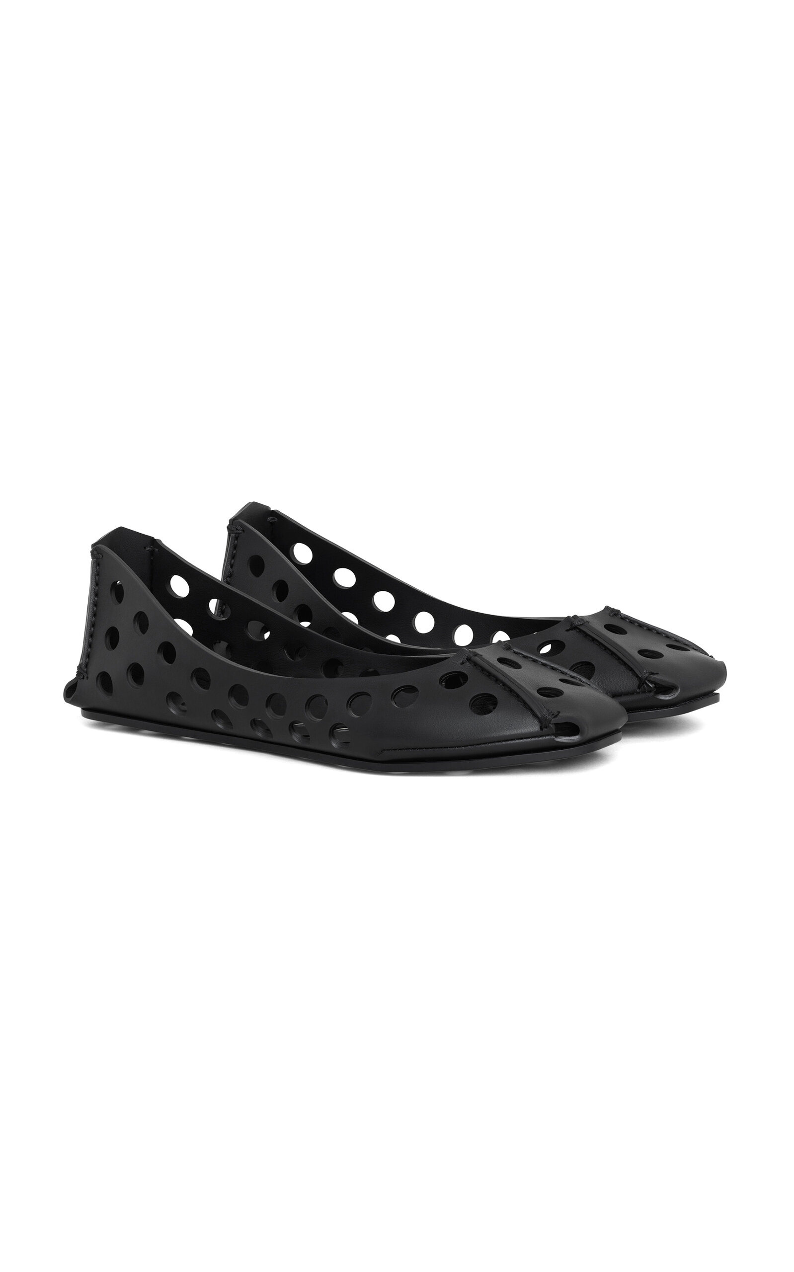Perforated Leather Ballet Flats black - 2