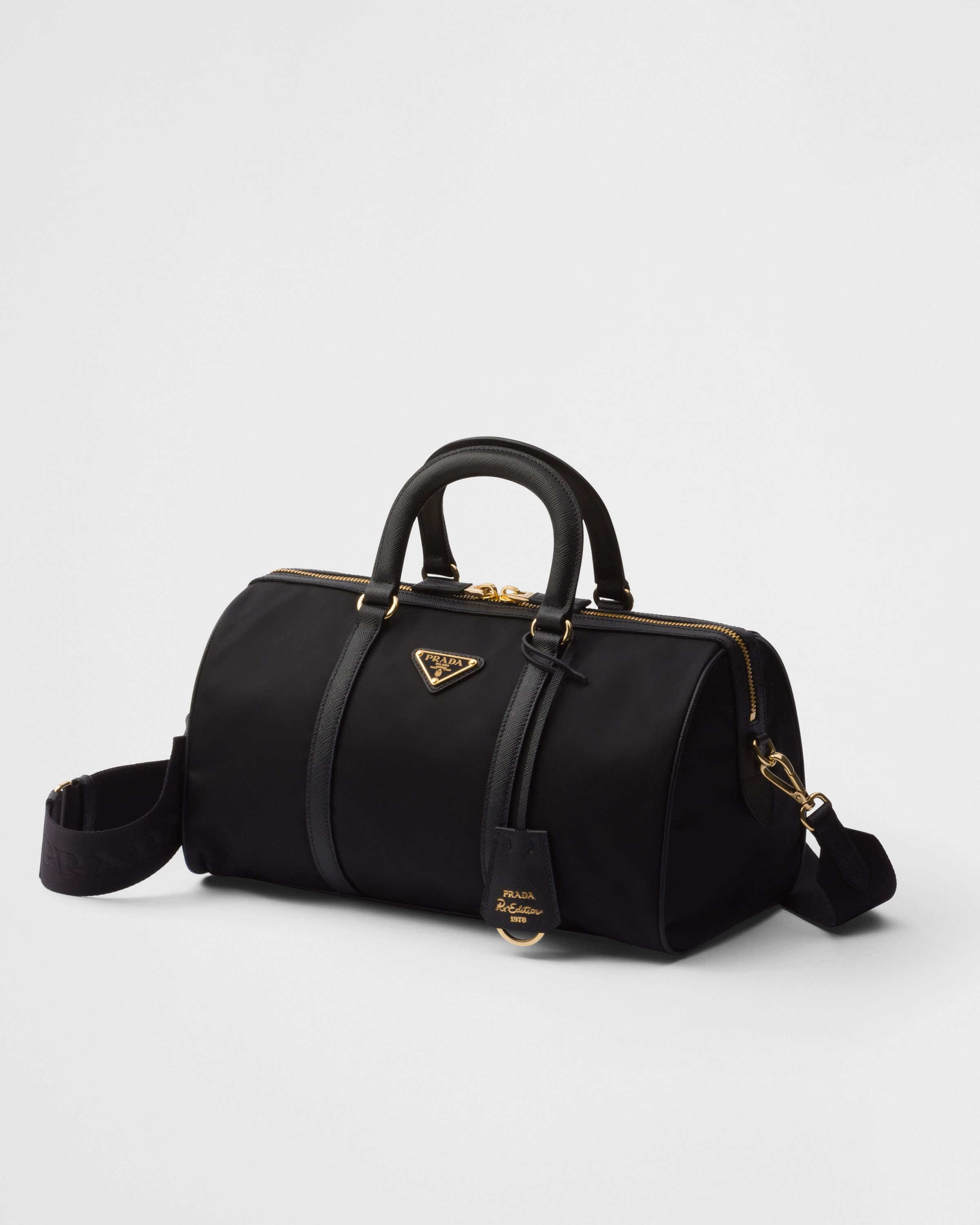 PRADA＊Re-Nylon and leather medium top-handle bag＊送料込 Prada Re-Nylon and Leather Medium Top-Handle Bag with