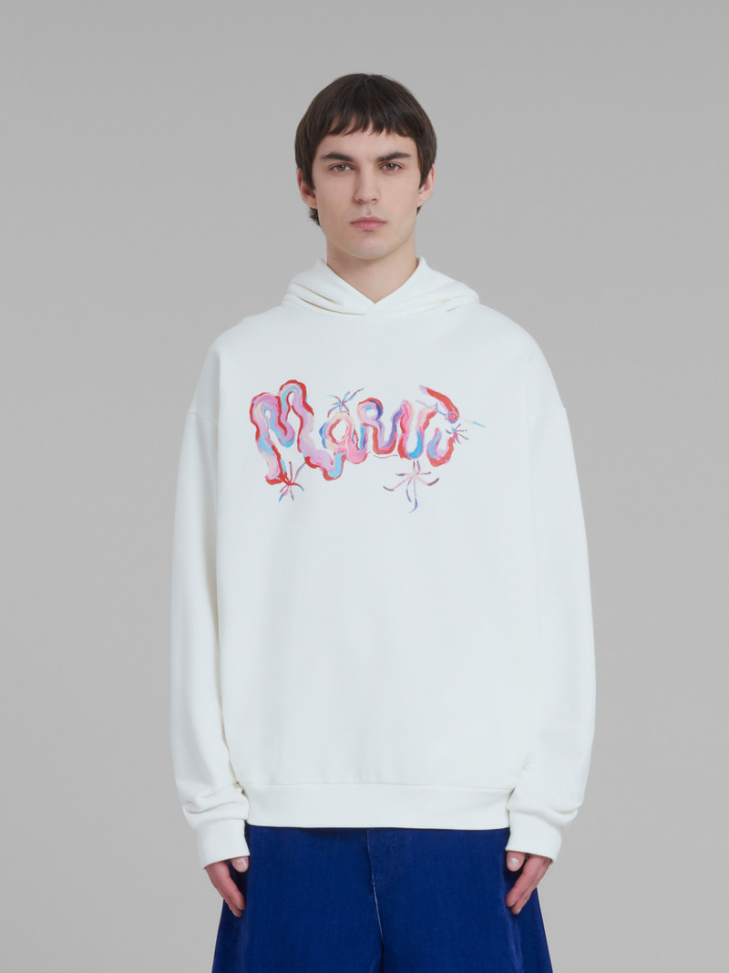 Marni WHITE COTTON HOODIE WITH MARNI PRINT outlook