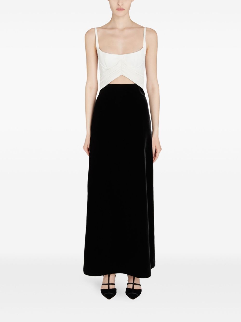 two-tone velvet dress - 2