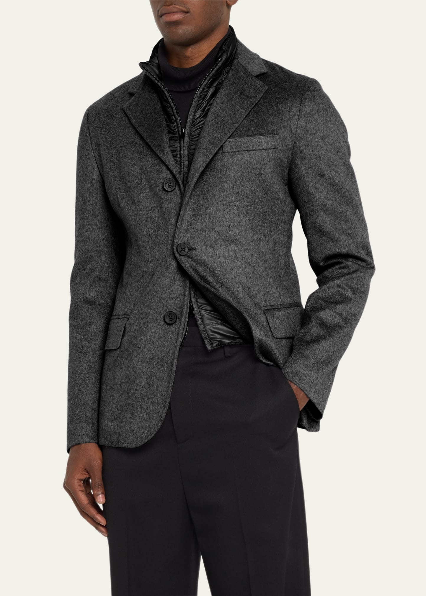 Men's Cashmere Blazer with Detachable Bib - 4