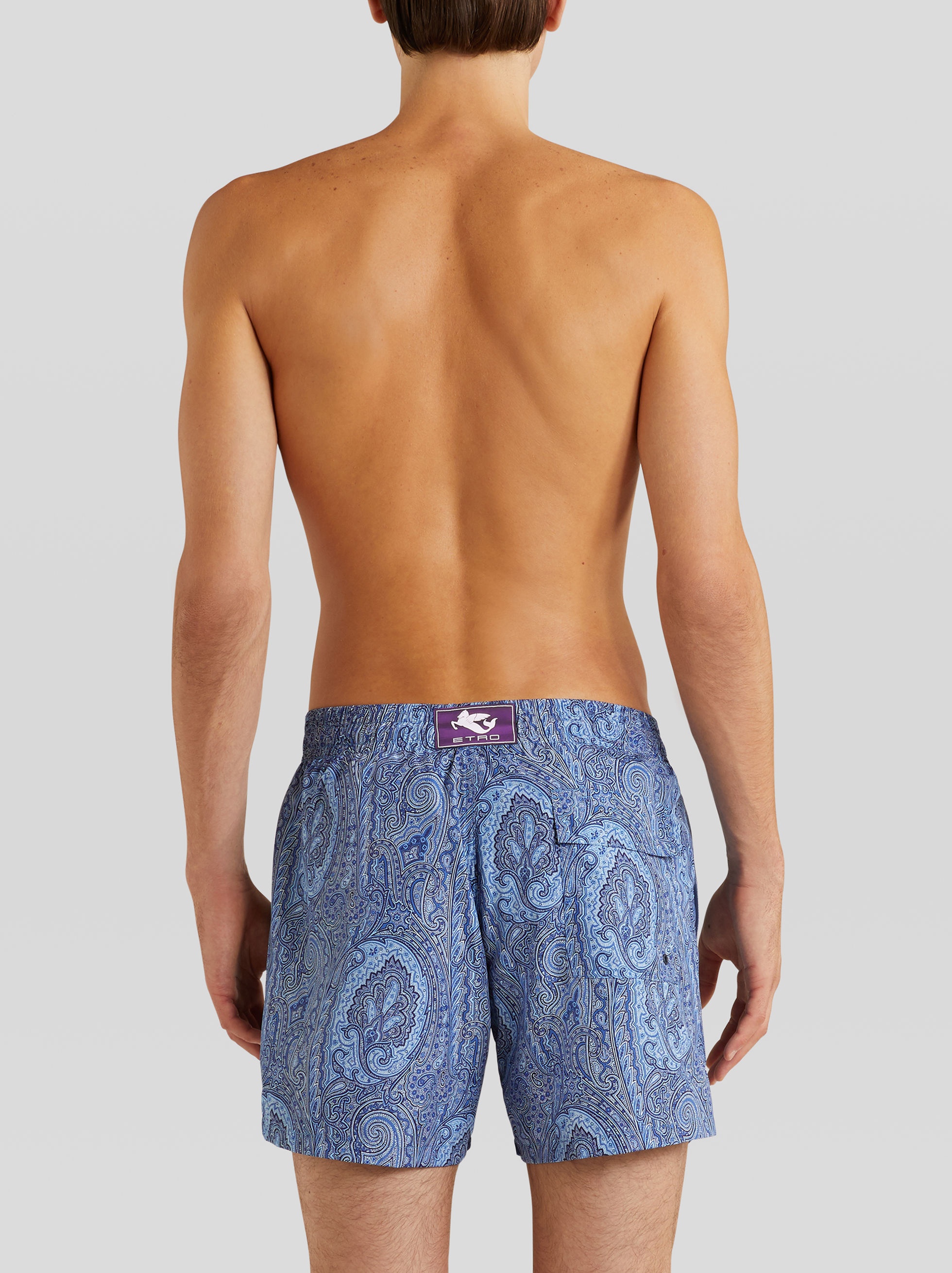 FLORAL PAISLEY PATTERN SWIM SHORTS - 4