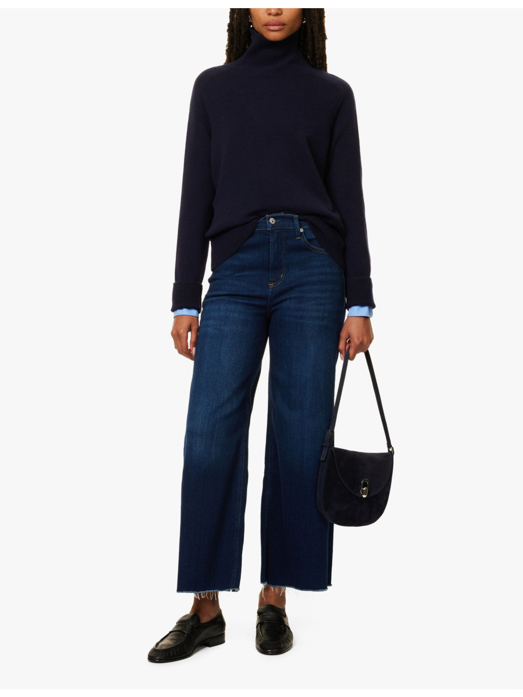 Lyra wide-crop-leg high-rise stretch-regenerative-denim blend jeans - 2