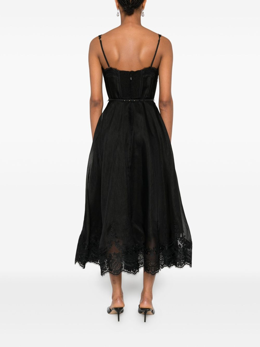 lace-trimmed corset midi dress - 4