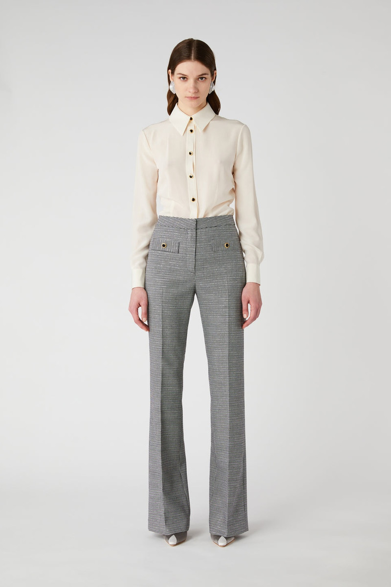 Alessandra Rich LUREX WOOL PIED DE POULE HIGH WAISTED TROUSERS outlook