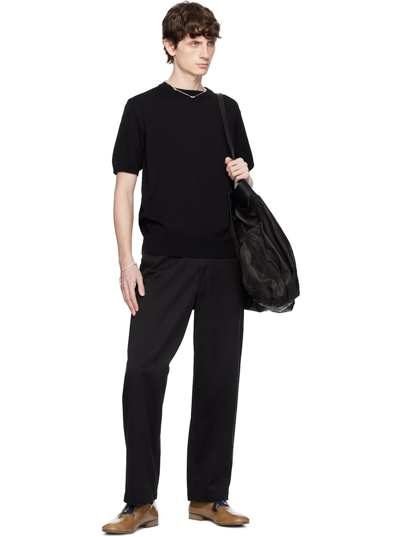 TAKAHIROMIYASHITA TheSoloist. Black Regular Fit Crew Neck Short Sleeve Sweater outlook