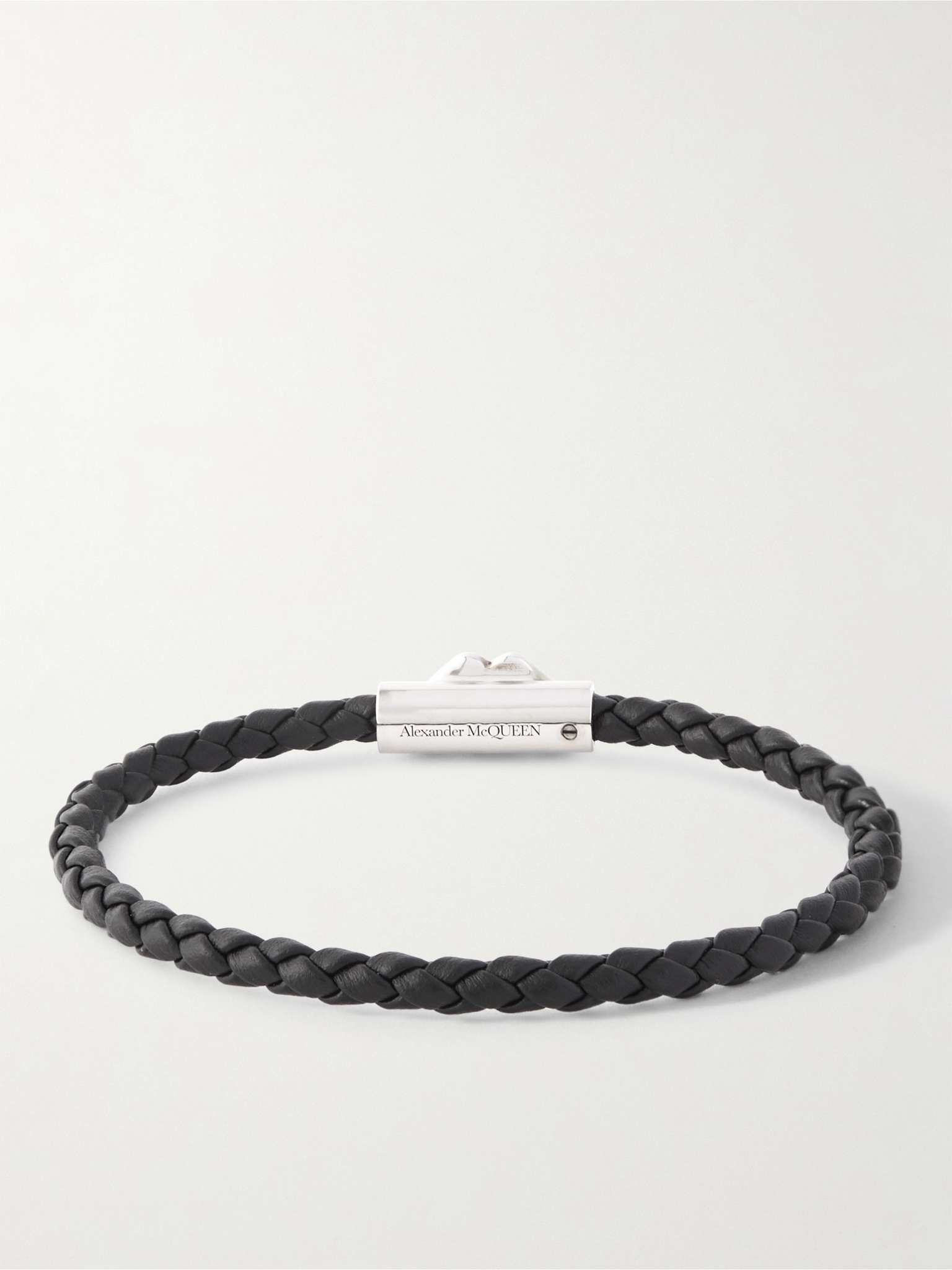 Braided Leather and Silver-Tone Bracelet - 3