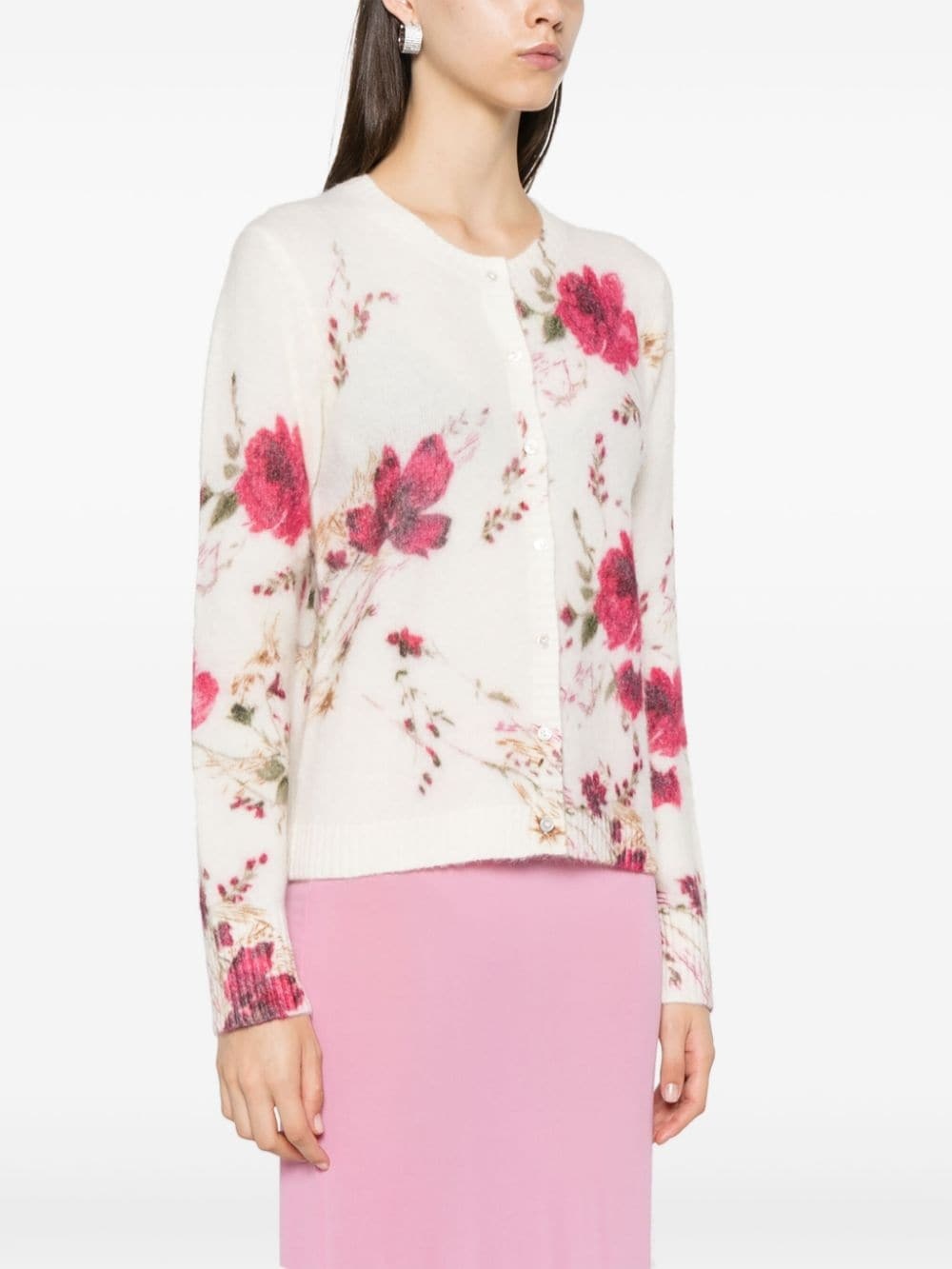 rose-print cardigan - 3