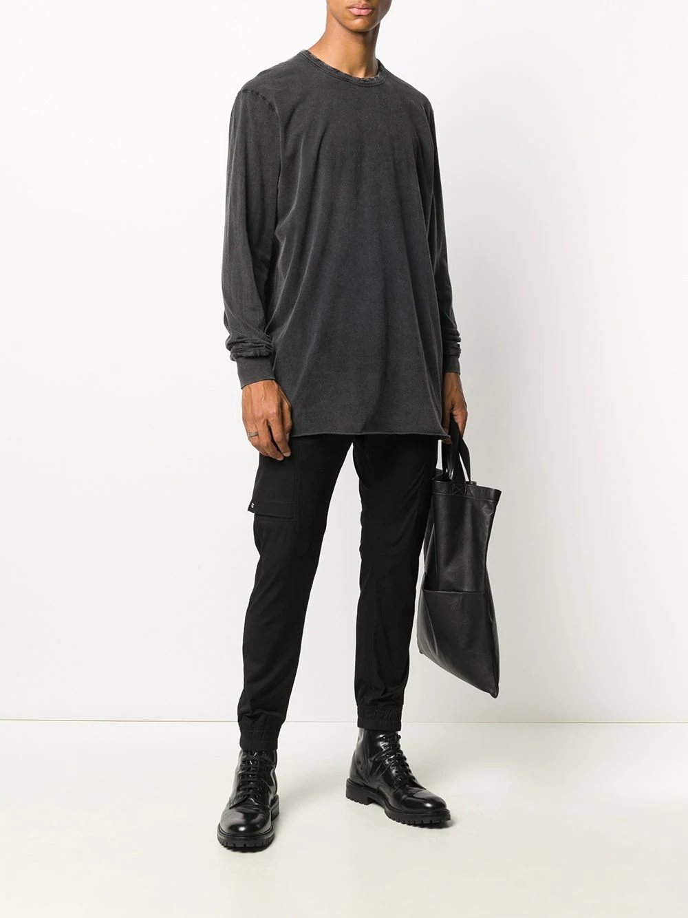 washed long sleeved T-shirt - 2