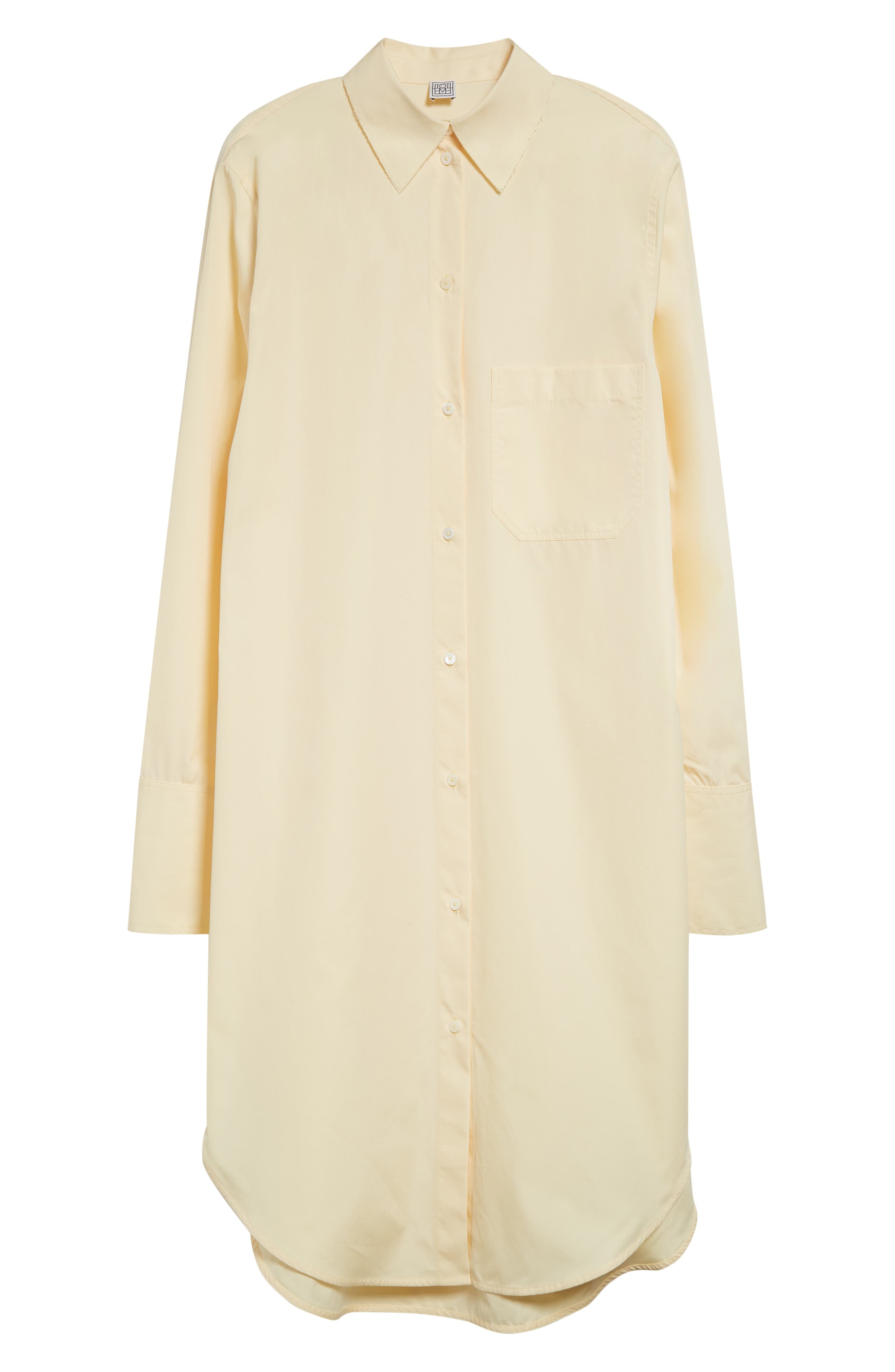 TOTEME Long Sleeve Organic Cotton Poplin Shirtdress in Straw at Nordstrom - 5