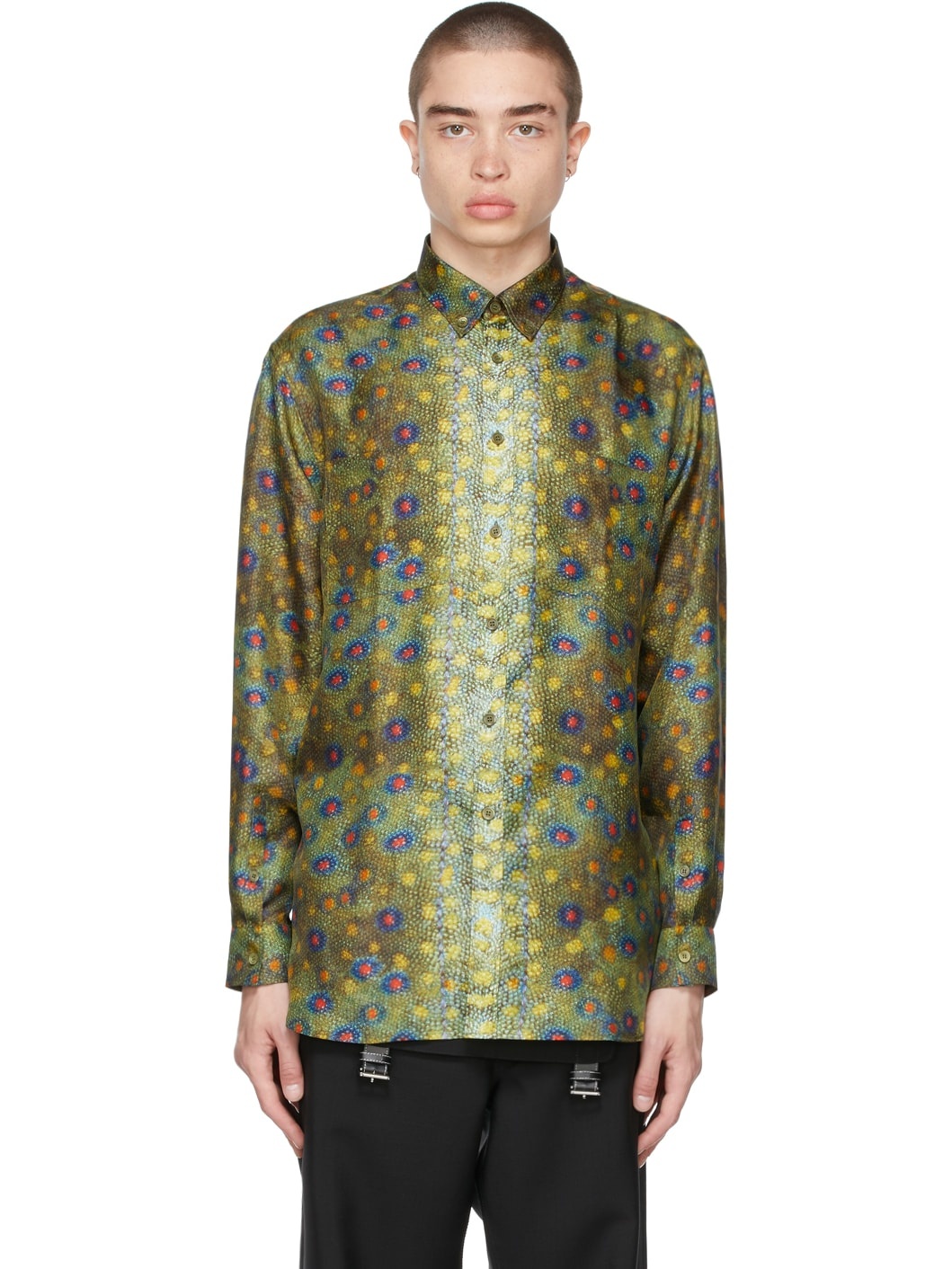 Green Fish Scale Print Shirt - 1