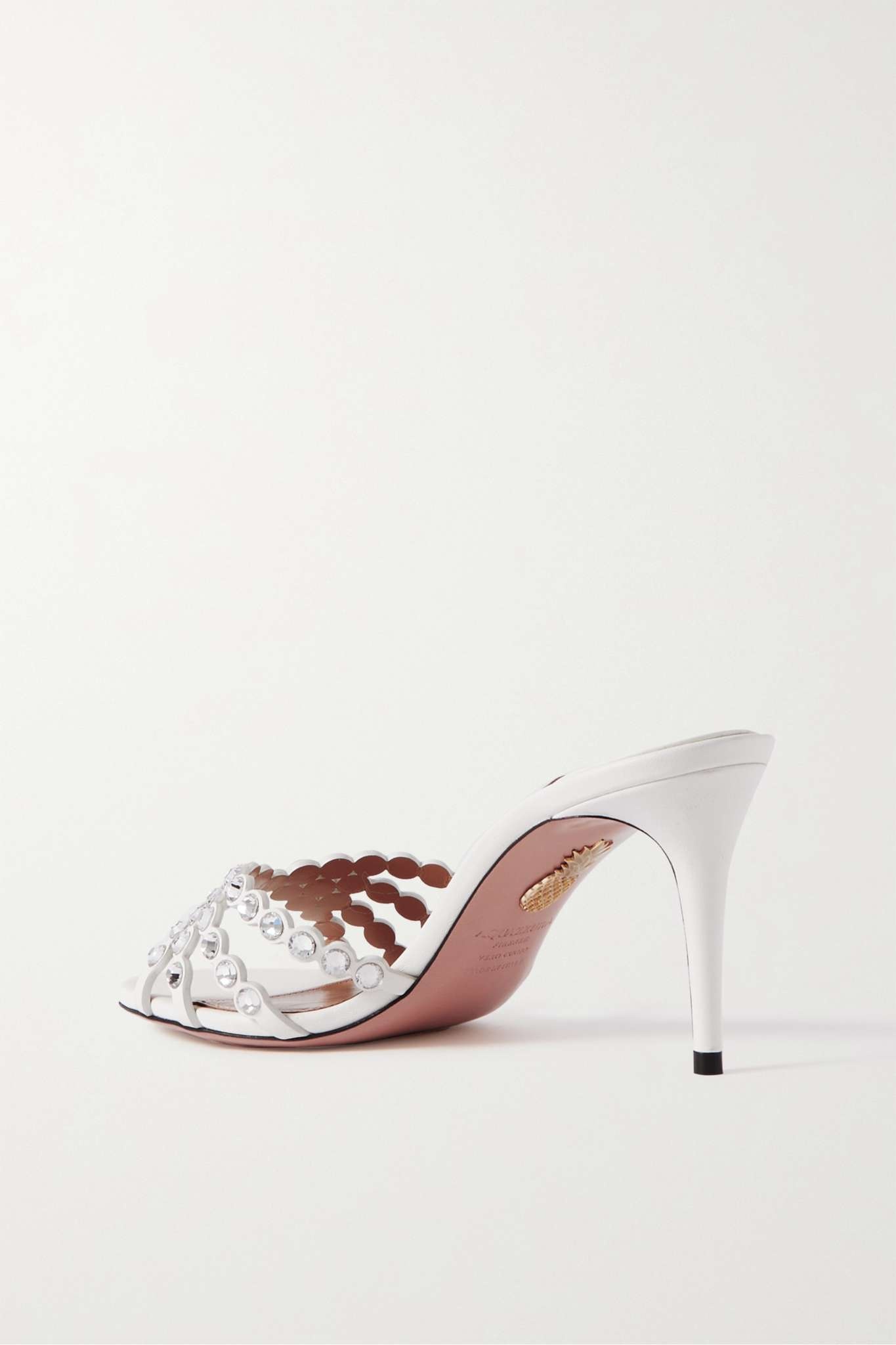 【AQUAZZURA】tequila 75 crystal-embellished レザー mules AQUAZZURA Tequila 75 crystal-embellished leather mules | NET
