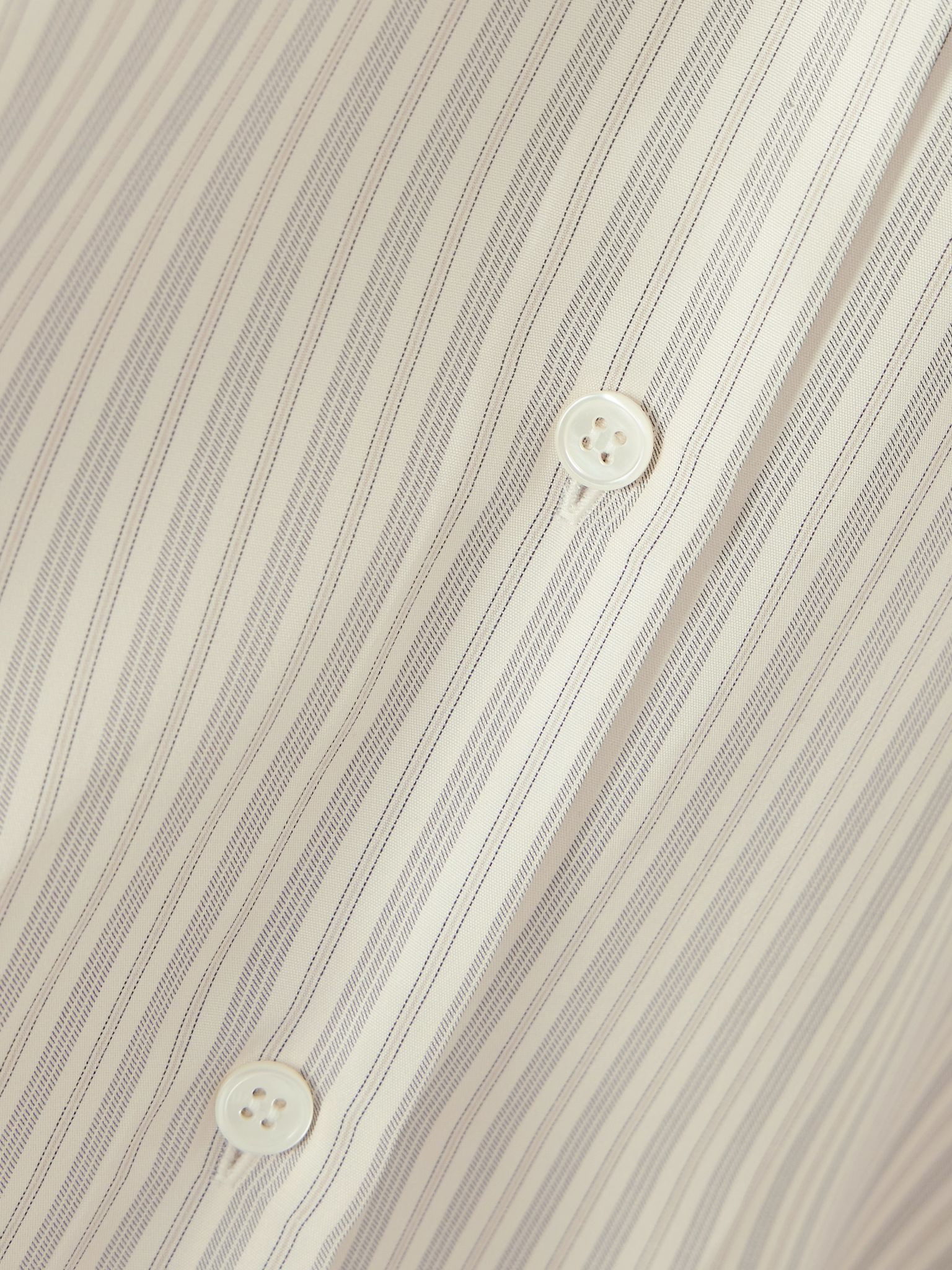 Oversized striped silk shirt Cream - 4