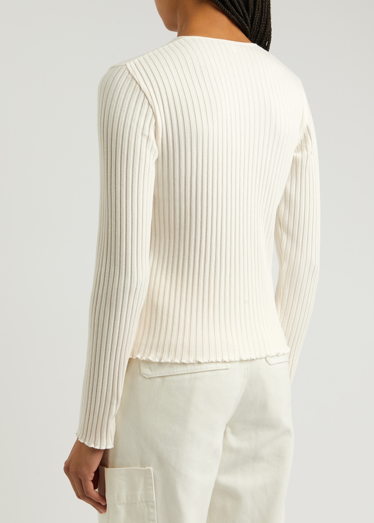 Ribbed cotton-blend cardigan - 3