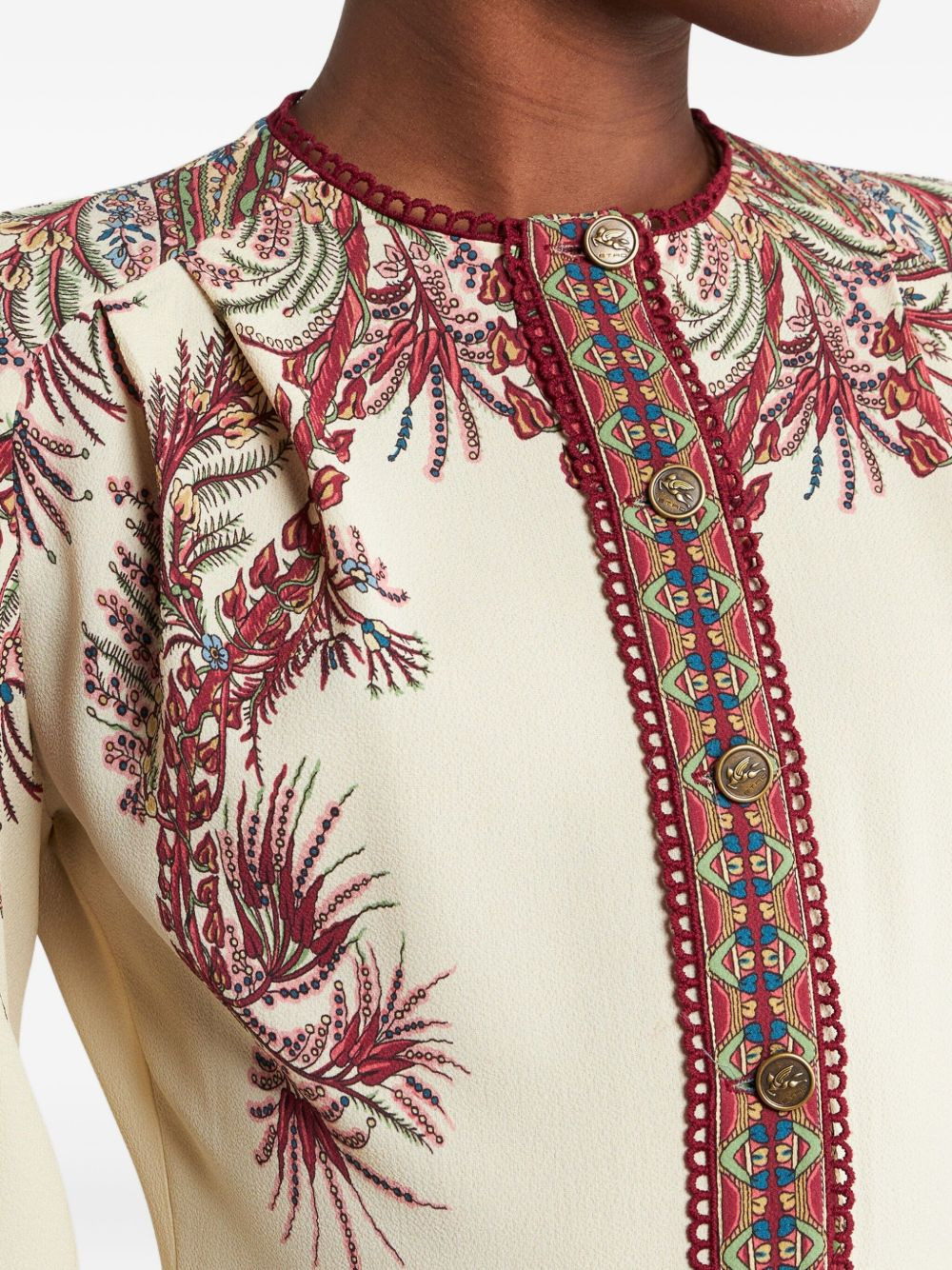 paisley-print button-detailed midi dress - 4