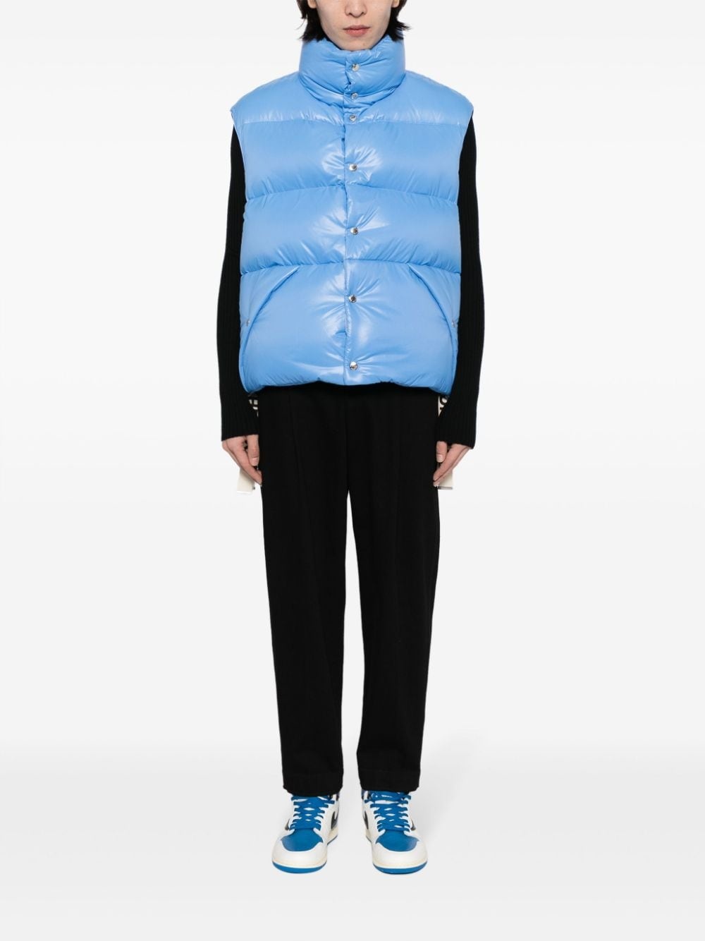 logo-tape shiny puffer gilet - 2