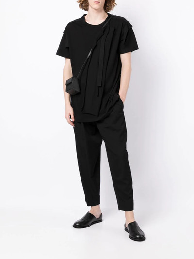 Yohji Yamamoto panelled drawstring cotton T-shirt outlook