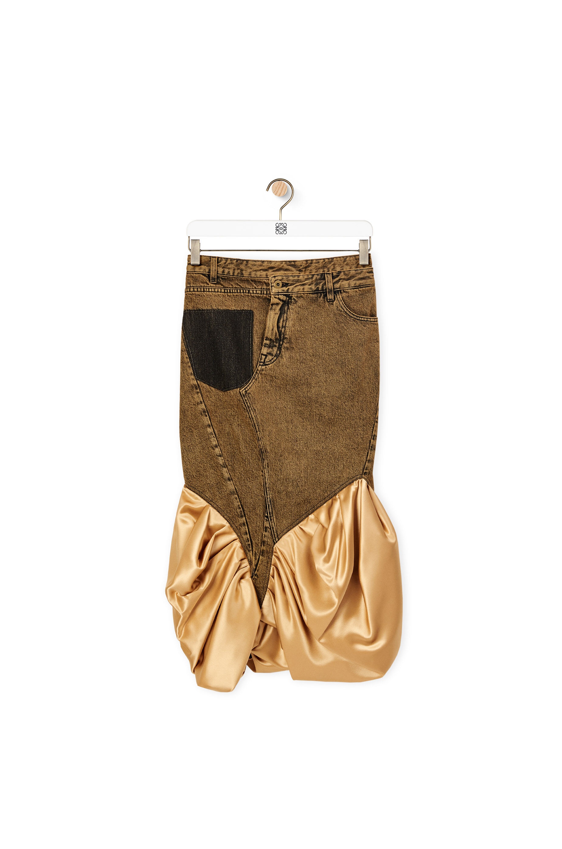 Satin panel skirt in cotton and silk - 1
