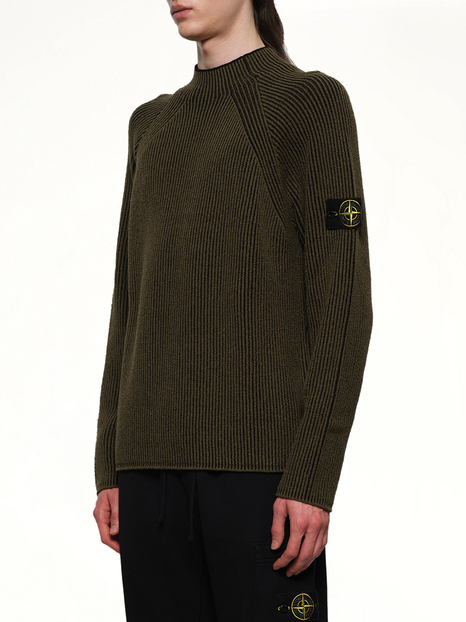 510002 Wool Crew Neck Sweater in Military Green - 6