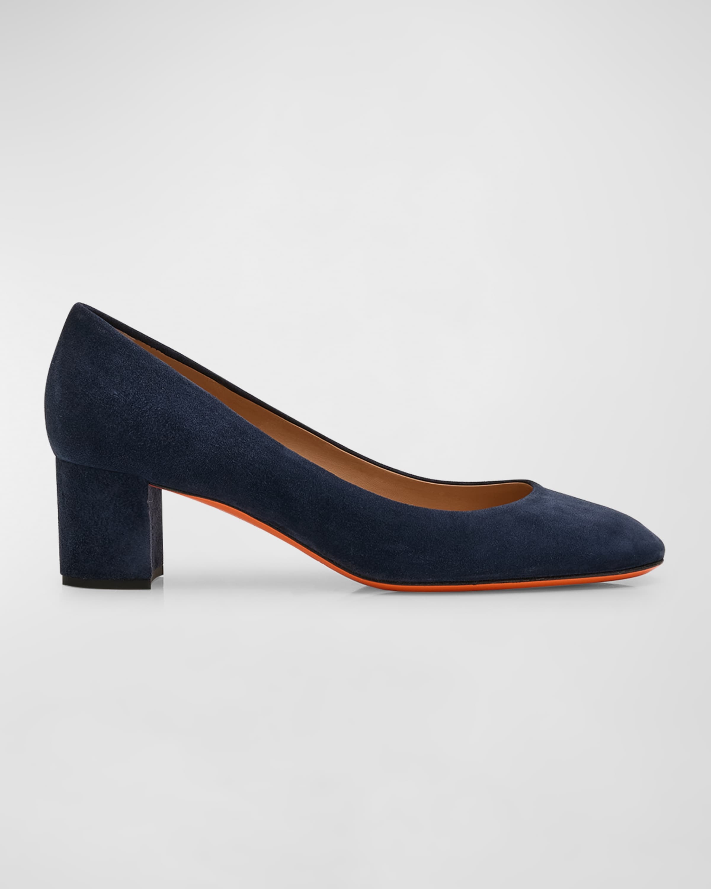 Suede Block-Heel Pumps - 1