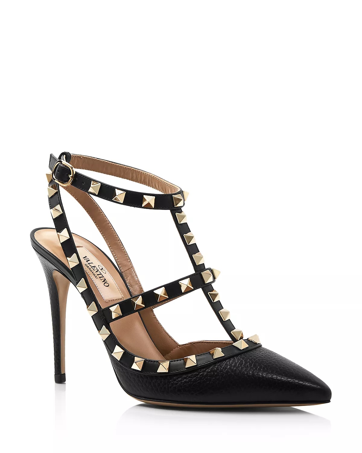 Women's Rockstud Cage Leather Pumps with Studs - 1