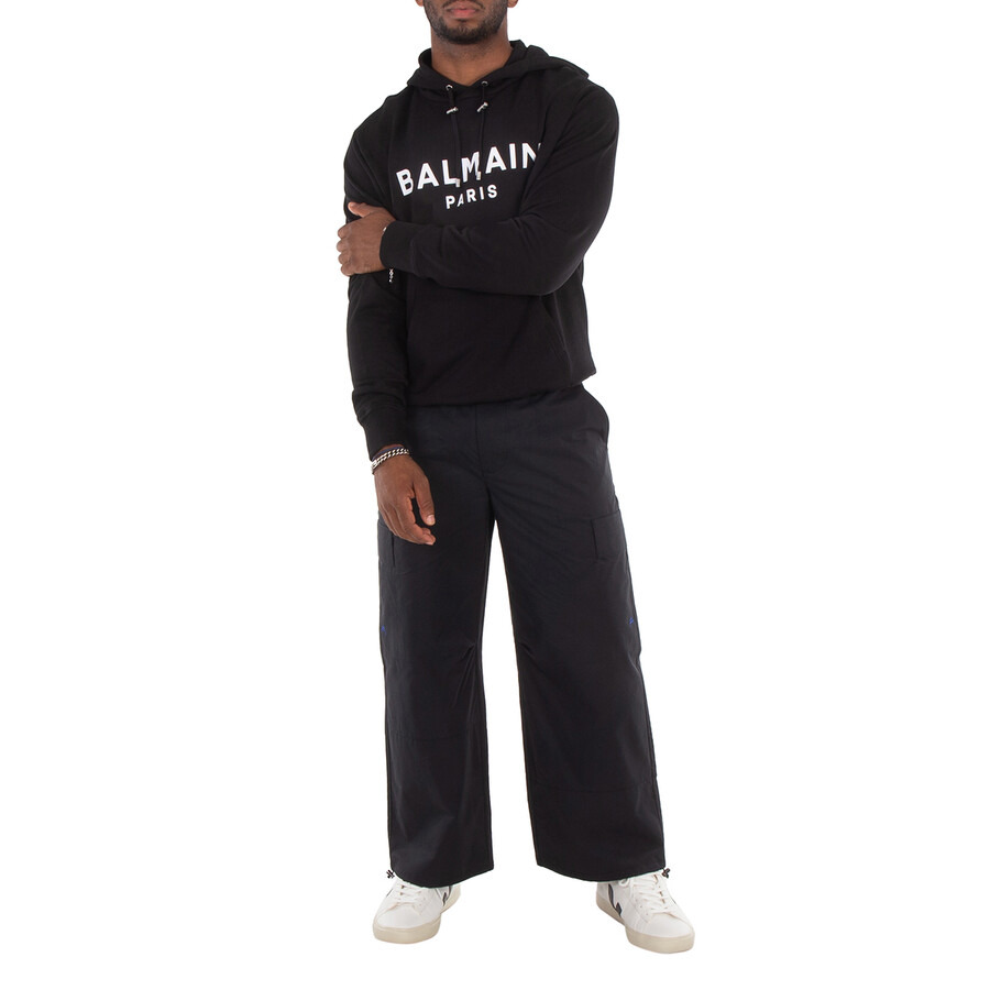 Balmain Logo Print Cotton Jersey Hoodie - 3