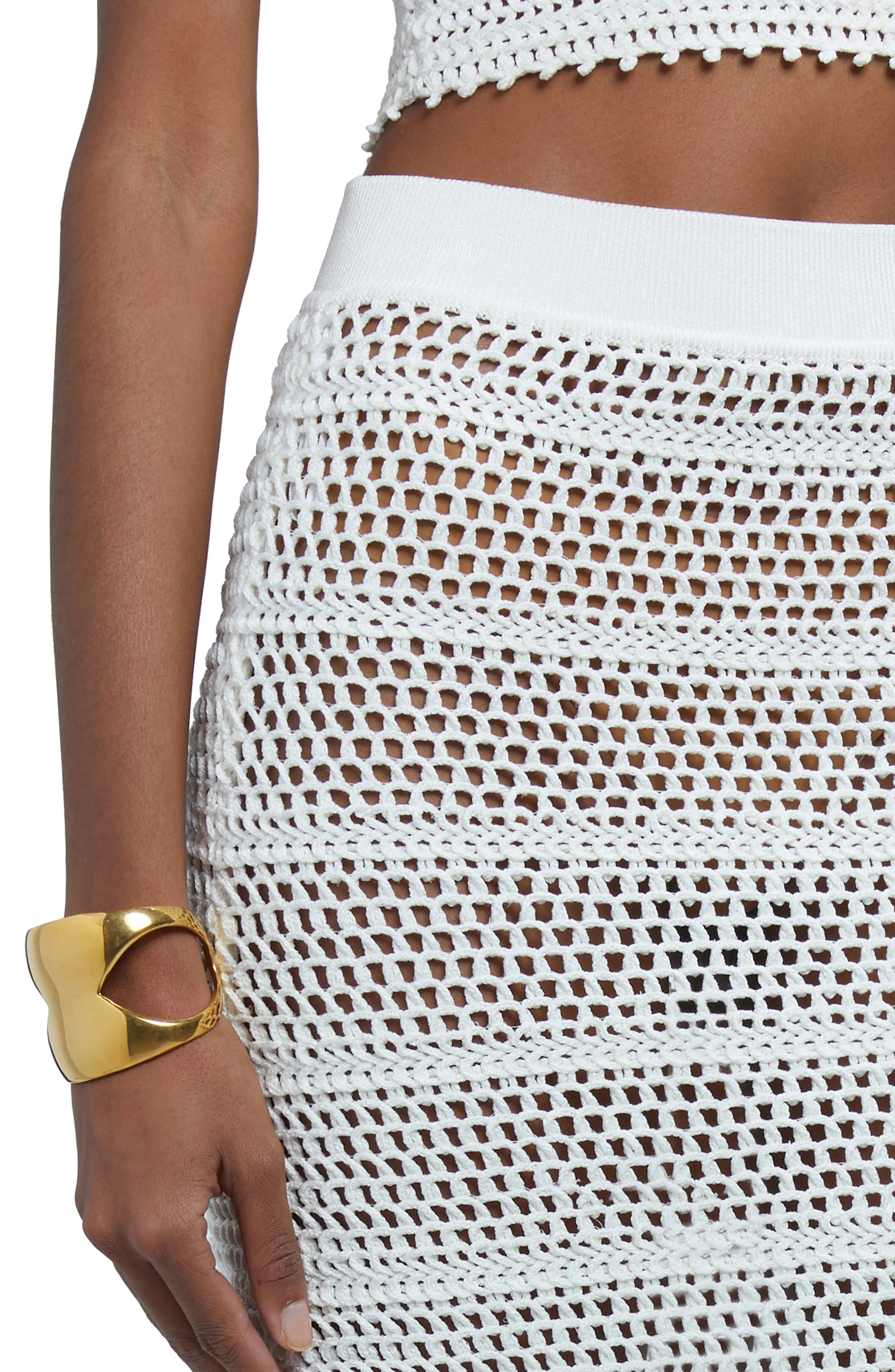 Semisheer Open Stitch Crochet Skirt - 5