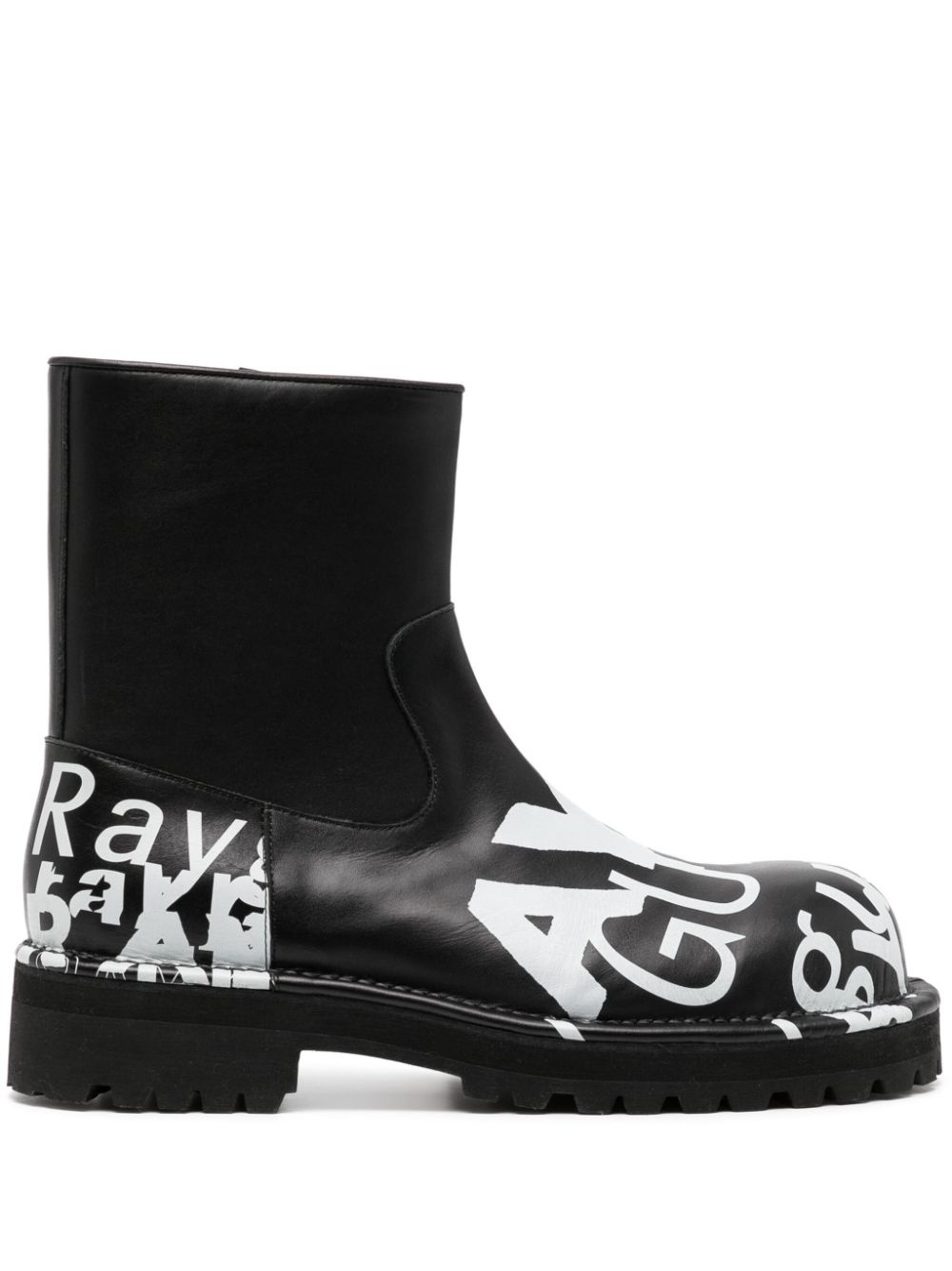logo-print leather boots - 1