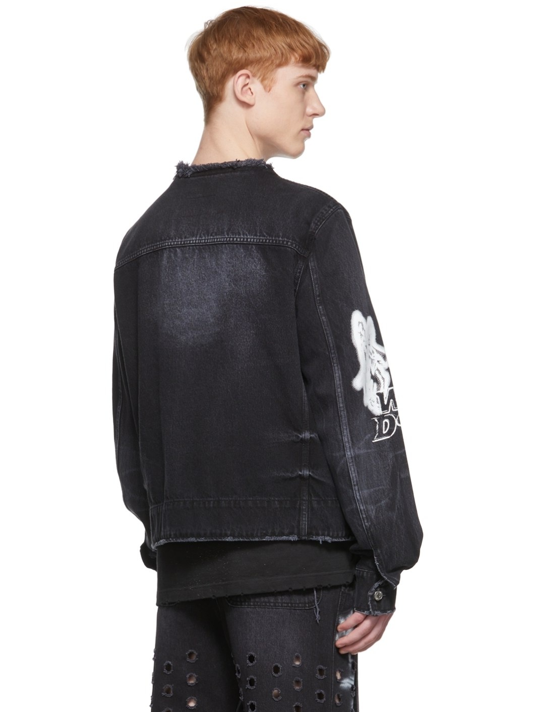 Black Faded Denim Jacket - 3