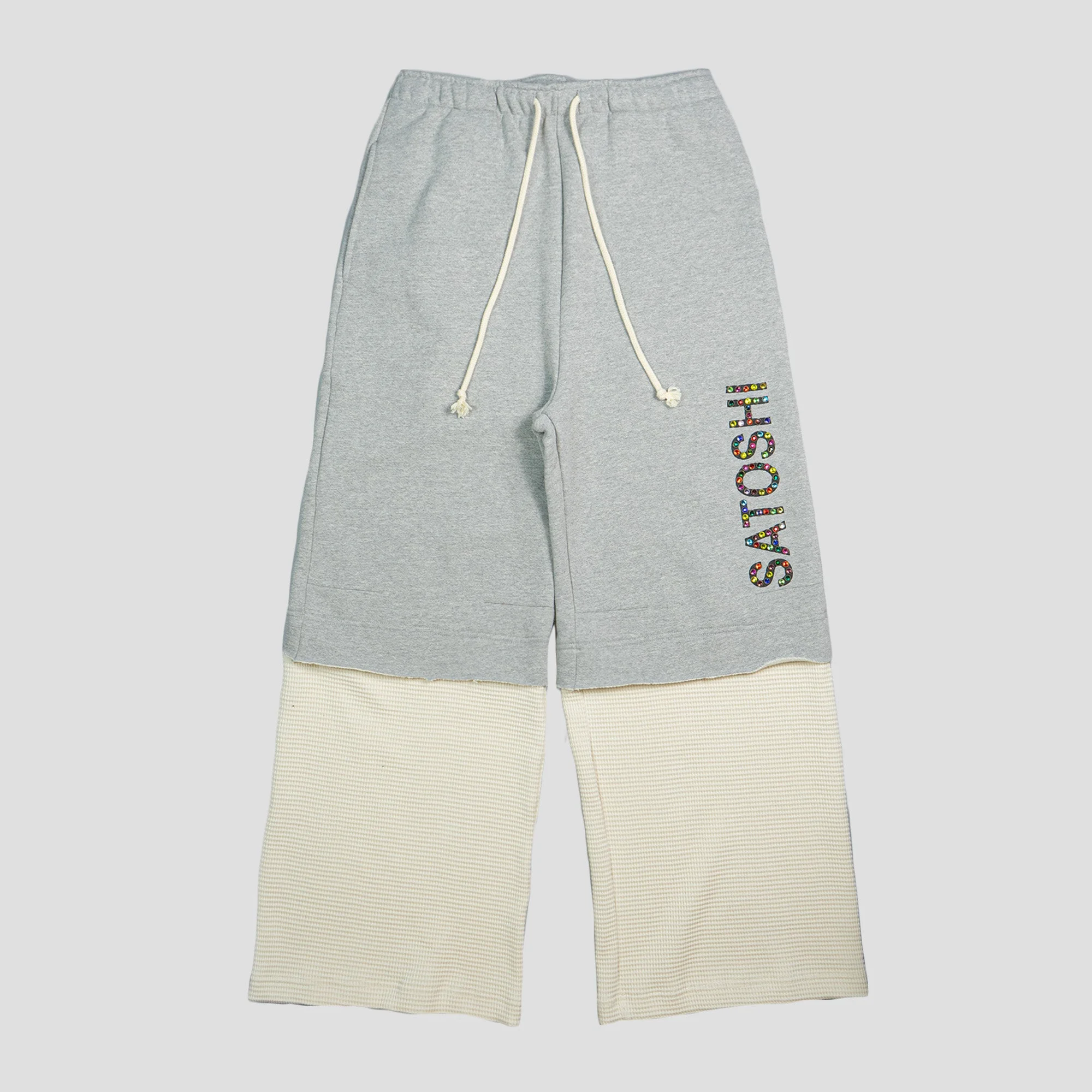 DOUBLE LAYER STUDDED SWEAT PANTS - 1