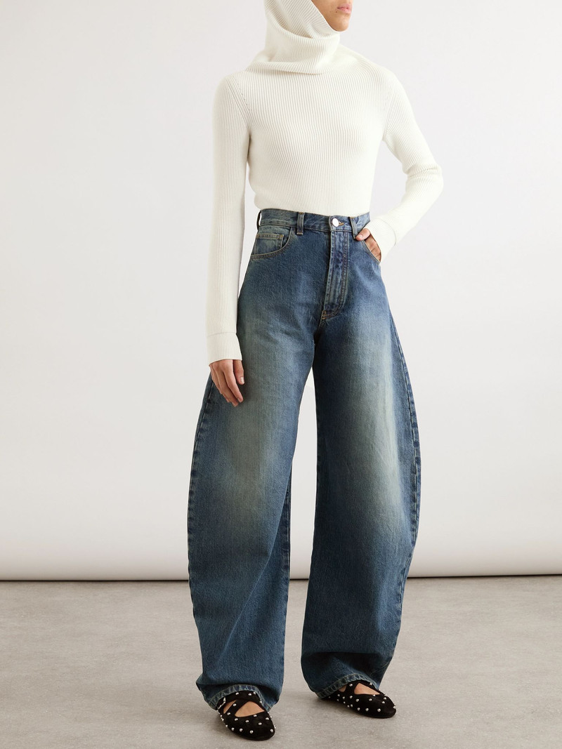 Alaïa Hooded cropped ribbed wool-blend sweater White outlook