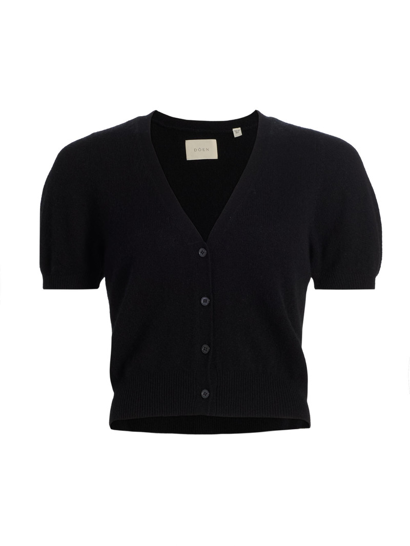 Women's Arella Puff-Sleeve Cashmere Cardigan - Black 1