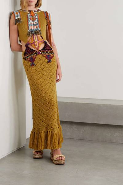 Etro Camille cutout fringed intarsia wool maxi dress outlook