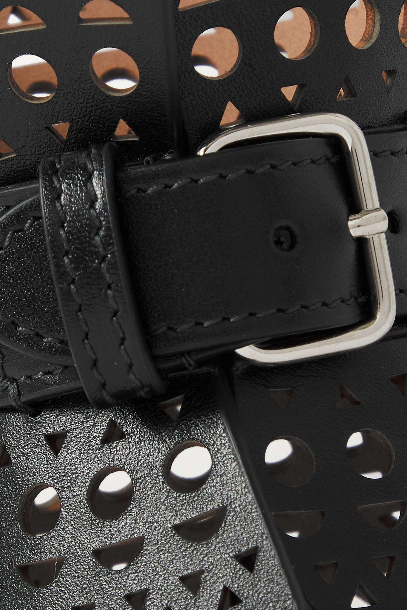 Buckled laser-cut leather cuff - 4