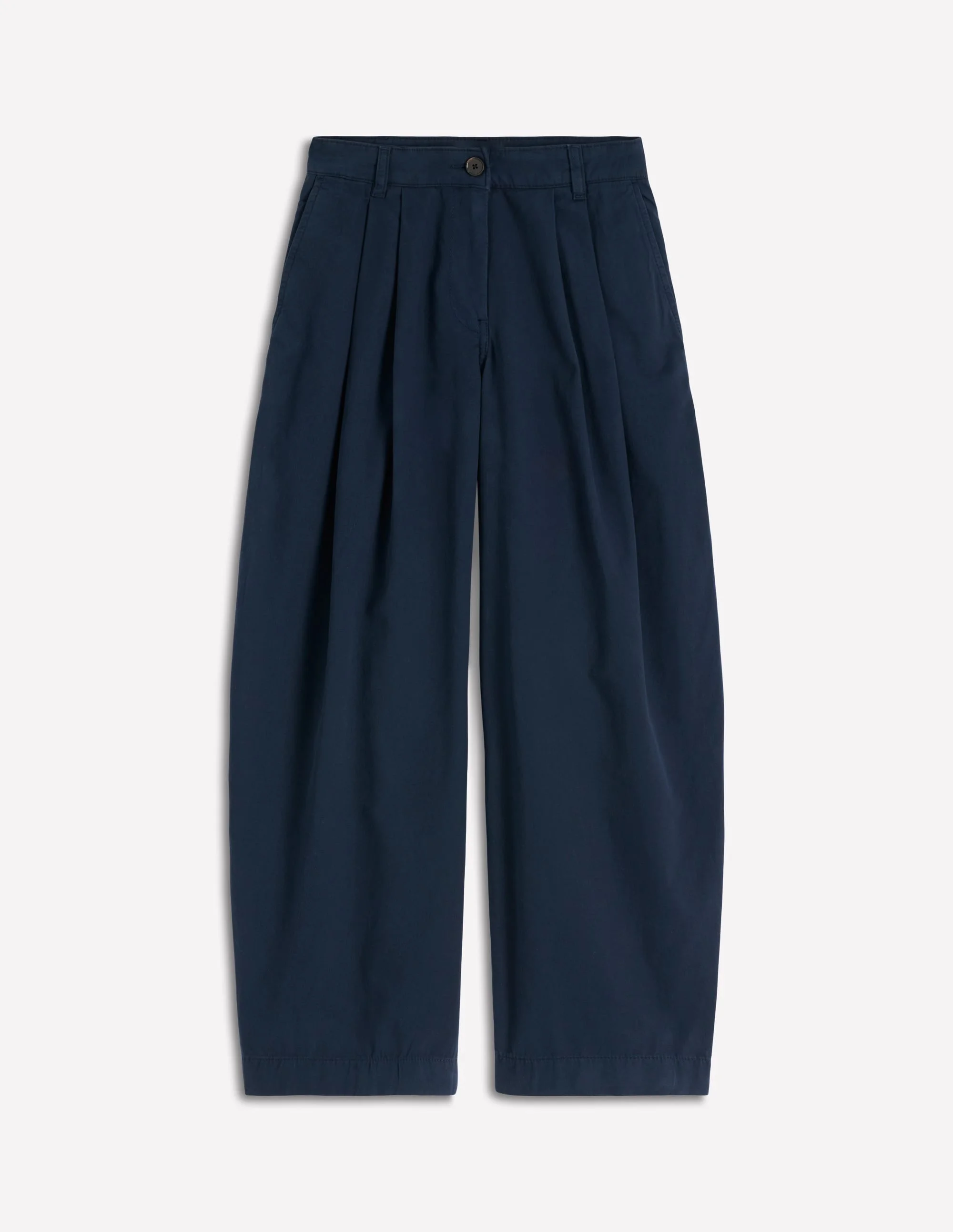 Pleat Barrel Leg Pants-Navy - 1