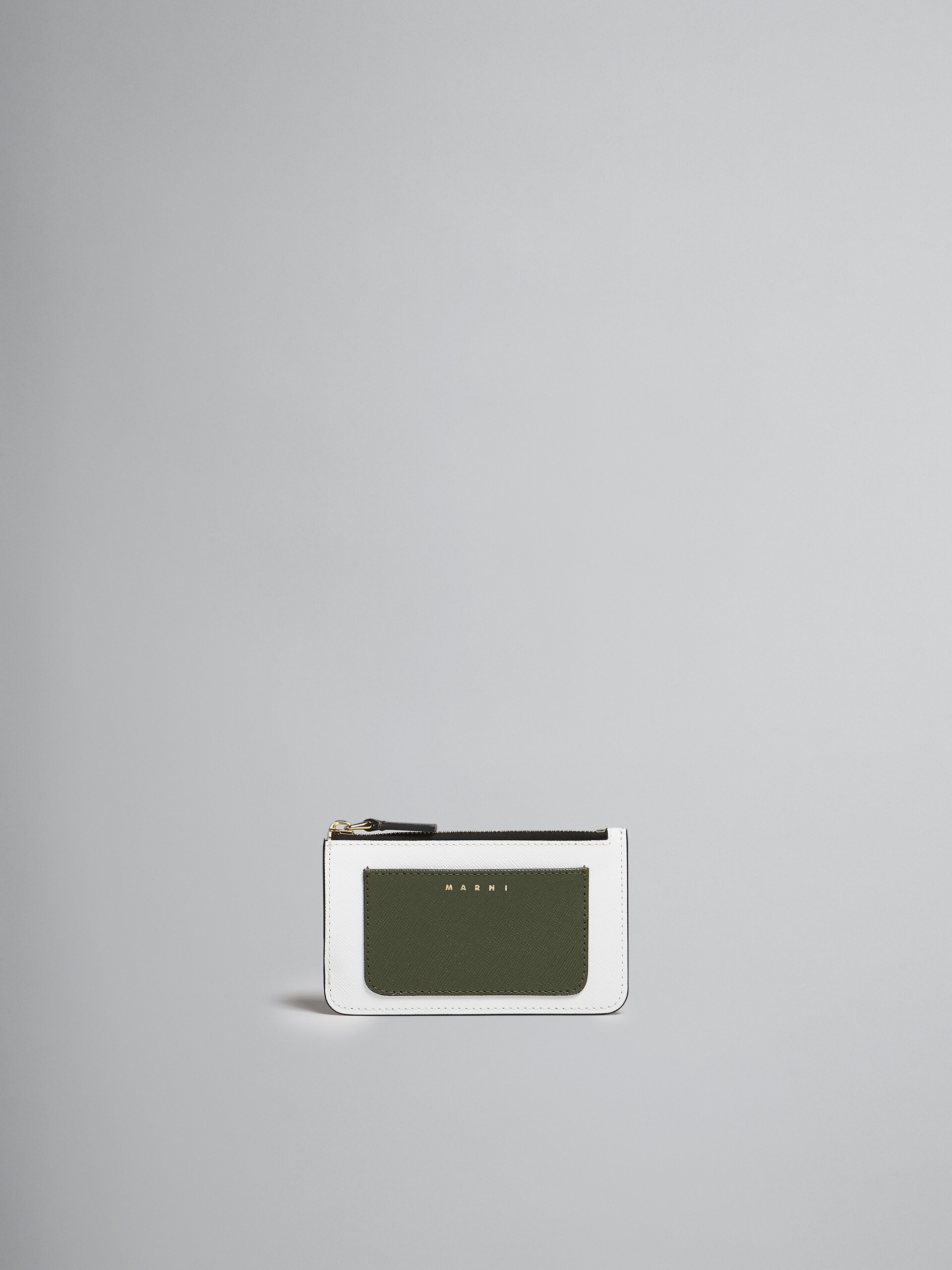 GREEN MULTICOLOUR SAFFIANO LEATHER CARD CASE - 1
