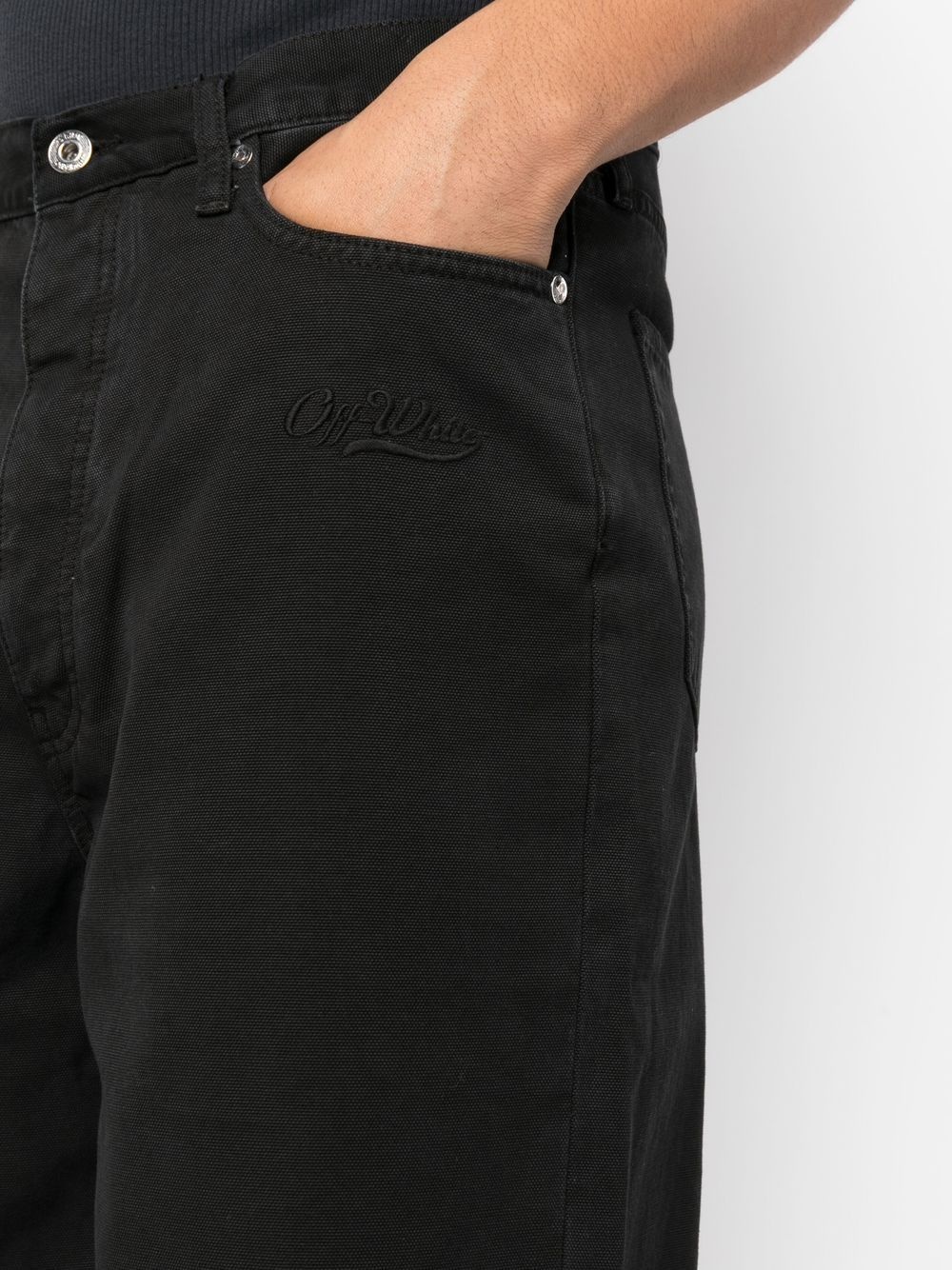 logo-patch wide-leg denim shorts - 5