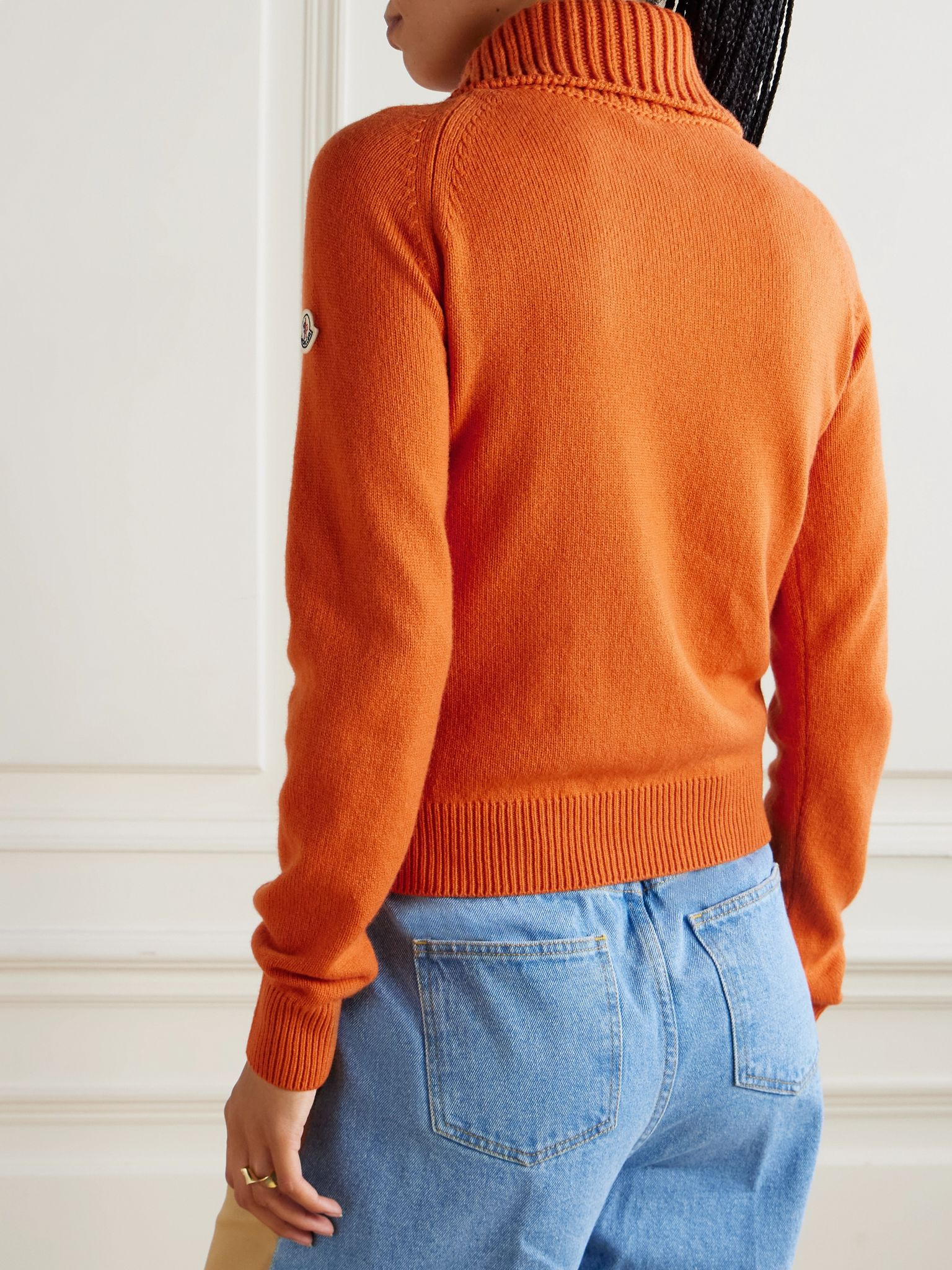 Ribbed wool and cashmere-blend turtleneck polo sweater Orange - 3