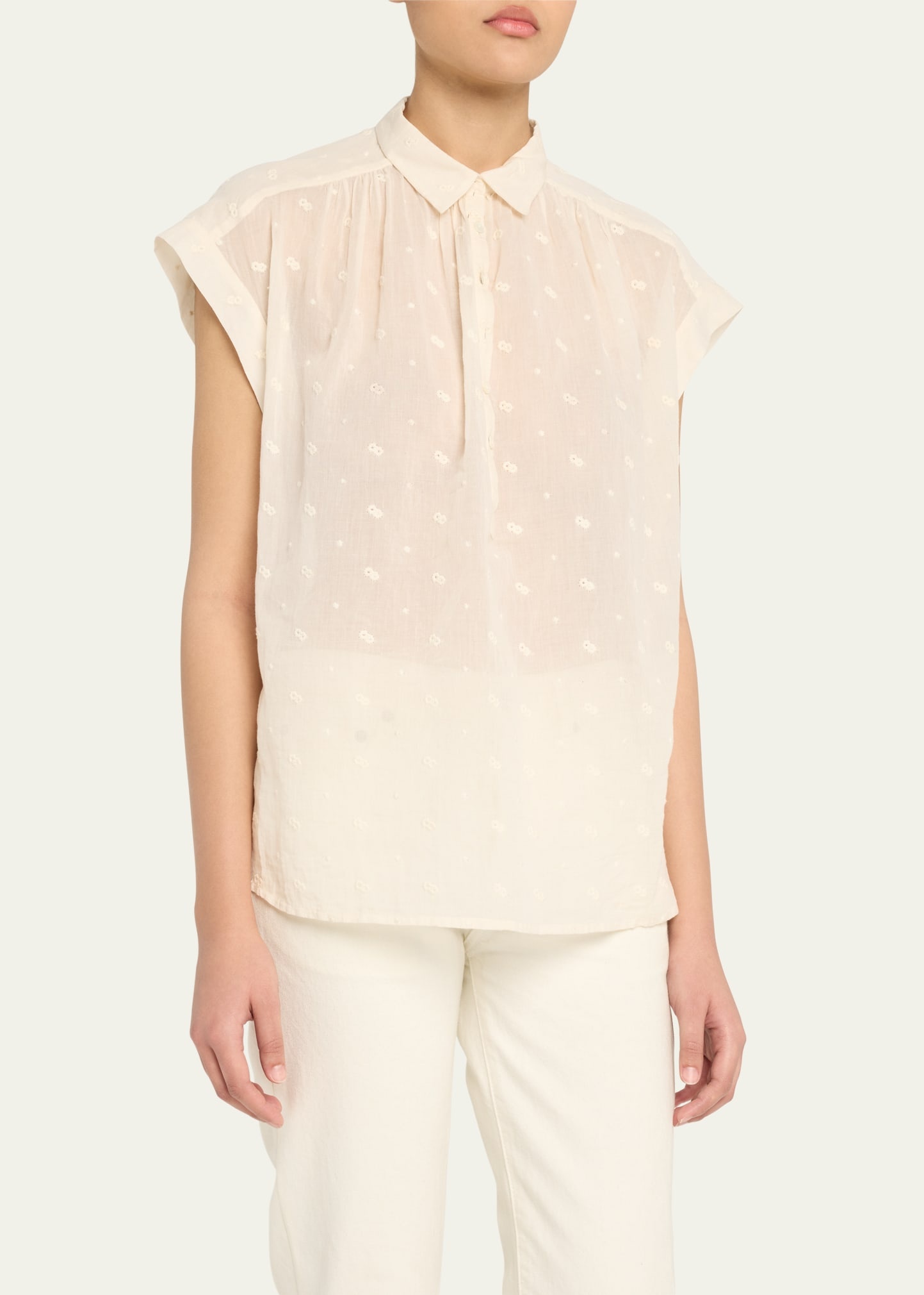 Normandy Eyelet Shirring Blouse - 4
