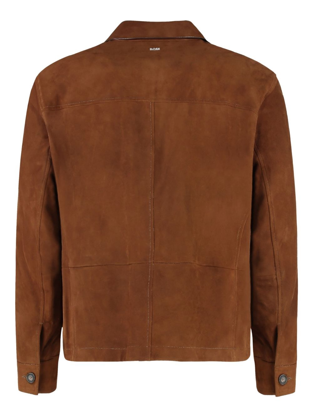 buttoned suede-leather jacket - 2