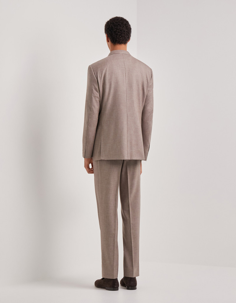 WALNUT 150'S WOOL GRISAILLE REGULAR-FIT SUIT 4