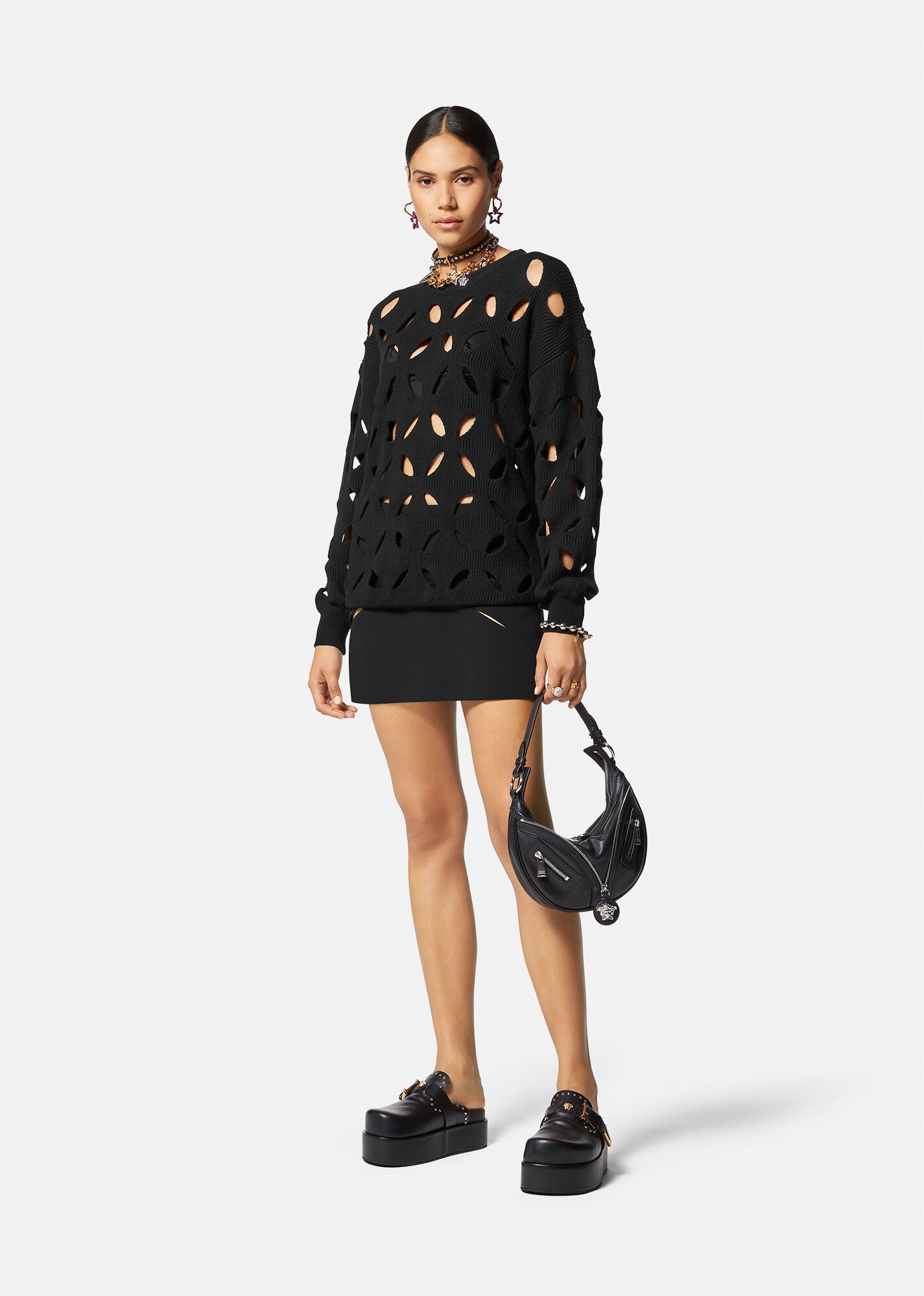 Slashed Wool Mini Skirt - 2