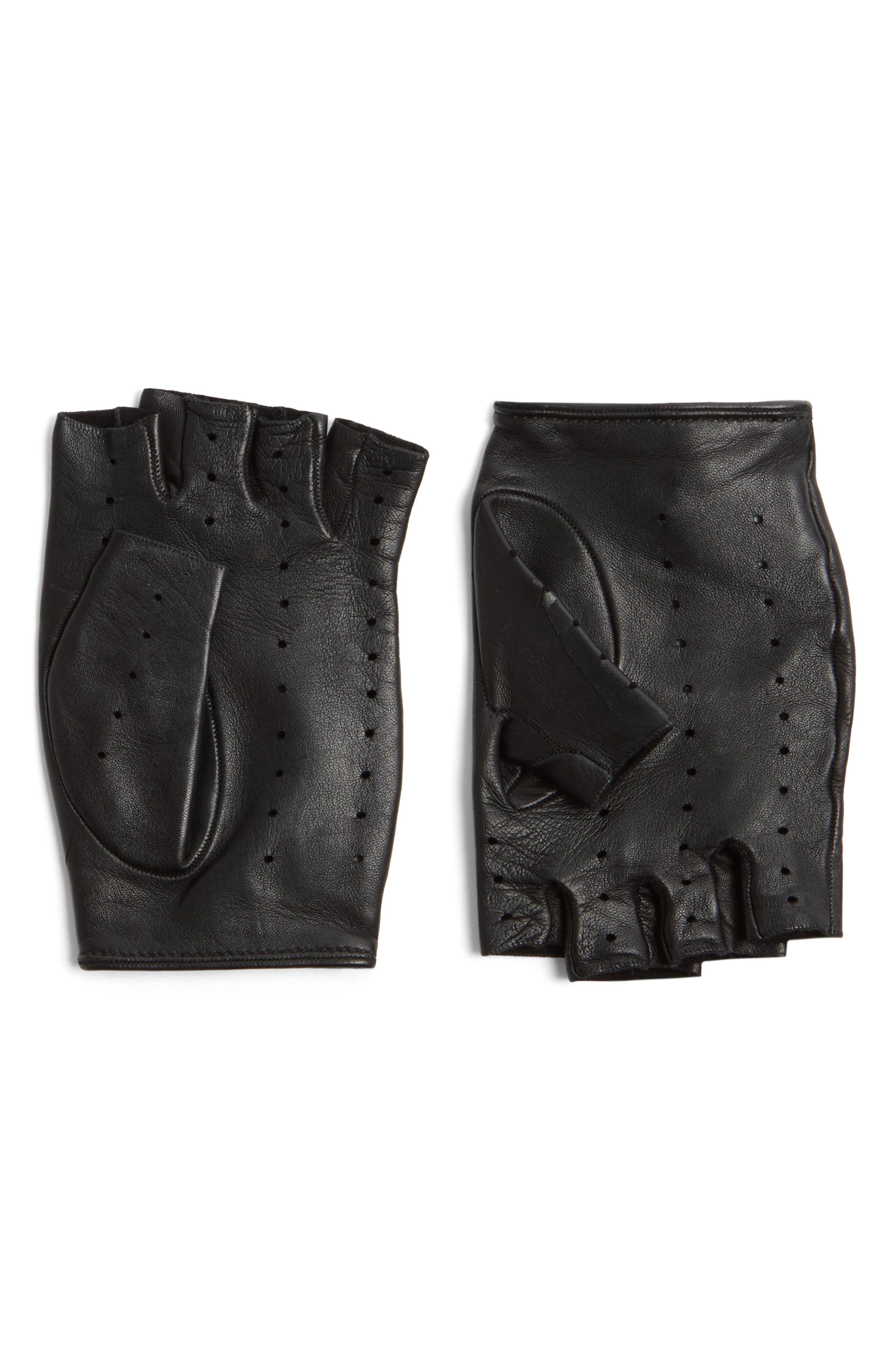 Valentino Garavani VLOGO Fingerless Leather Gloves in Black at Nordstrom - 4