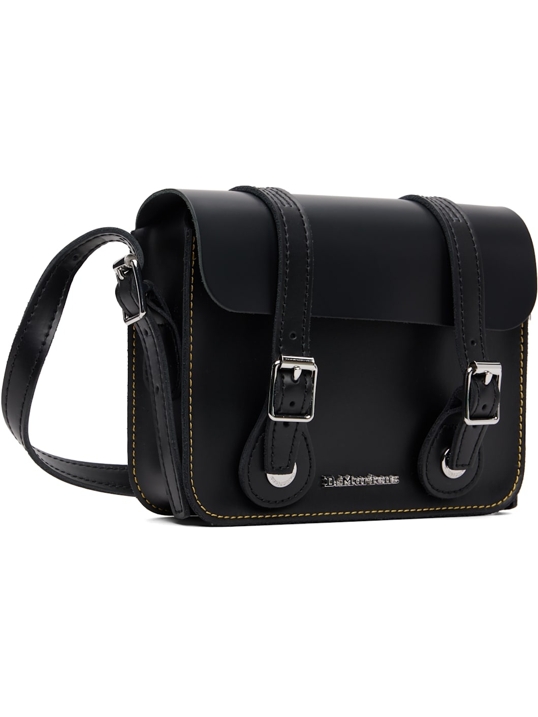 Black 7 Inch Leather Crossbody Bag - 2