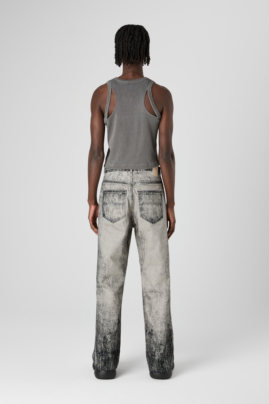 Faded Black Paint Print Denim Jeans - 5