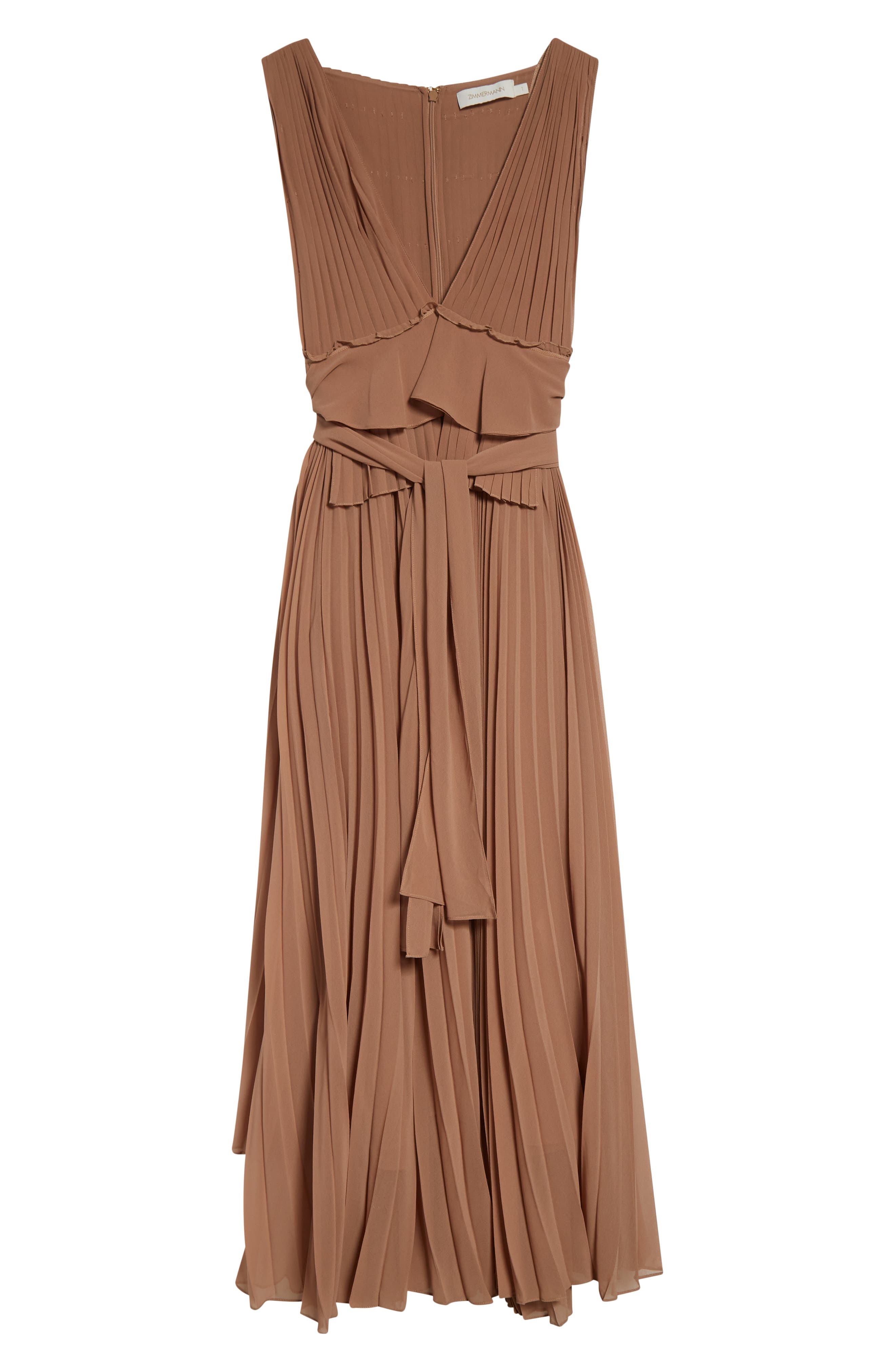 Zimmermann Memento Pleated Gown in Biscuit at Nordstrom - 5