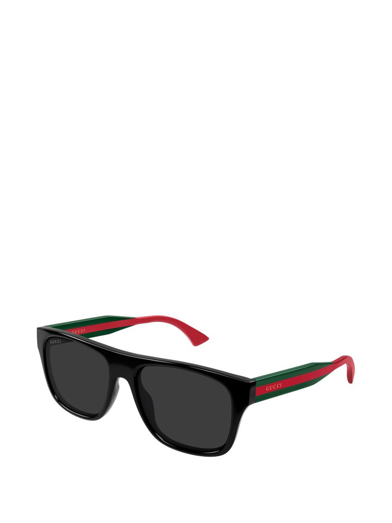 GUCCI stripe-detail rectangle-frame sunglasses outlook