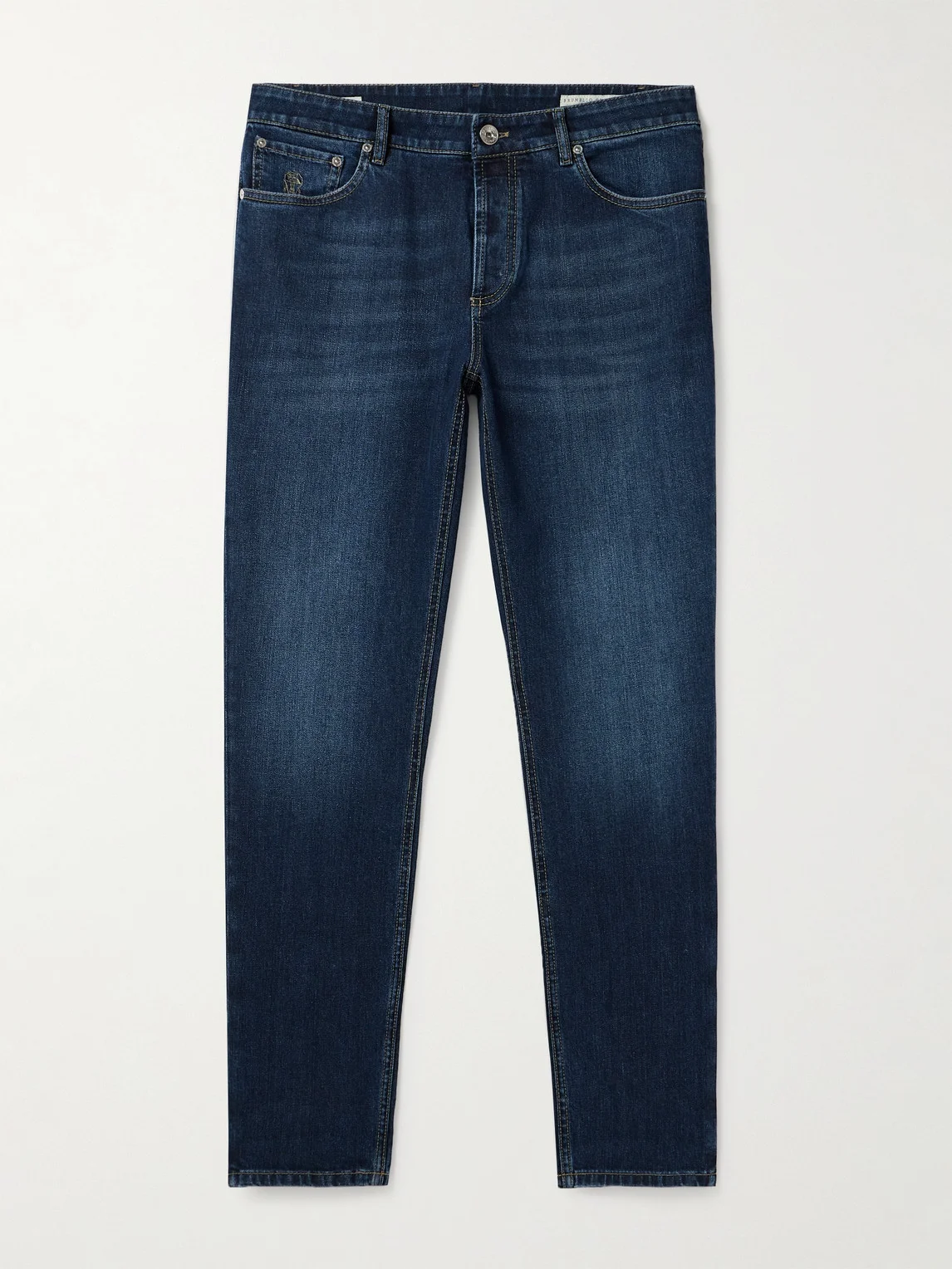 Slim-Fit Straight-Leg Logo-Embroidered Jeans - 1