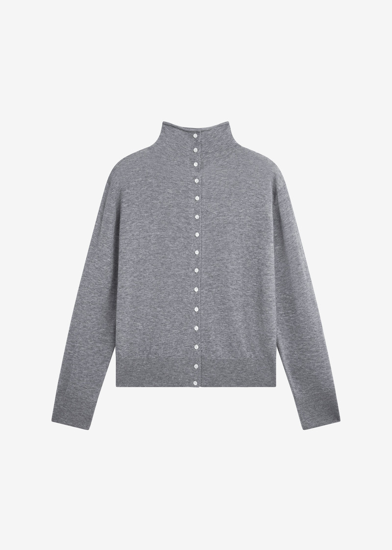 Vradal High Neck Cardigan - Grey 1
