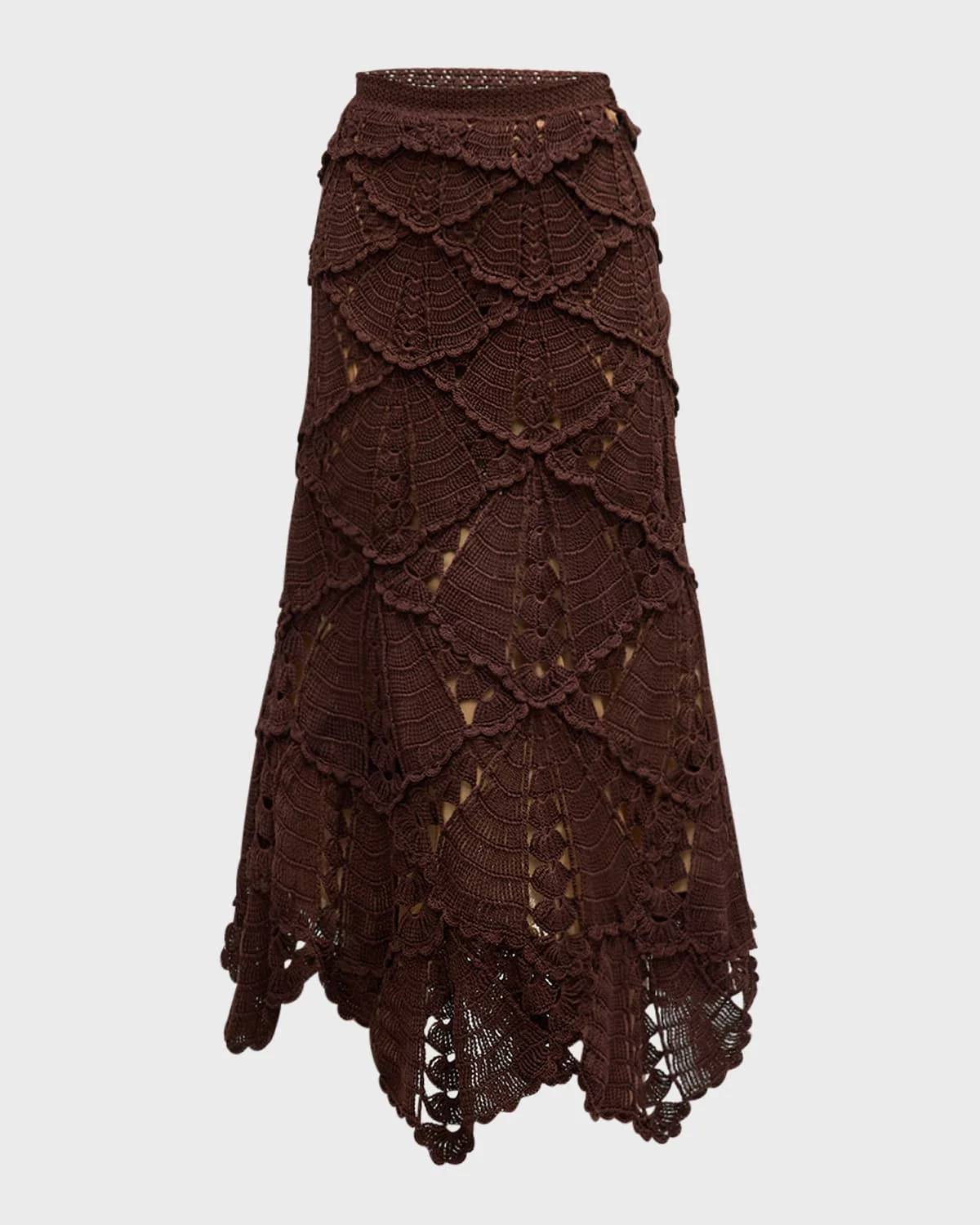 Shell Crochet Knit Flared Midi Skirt - 1